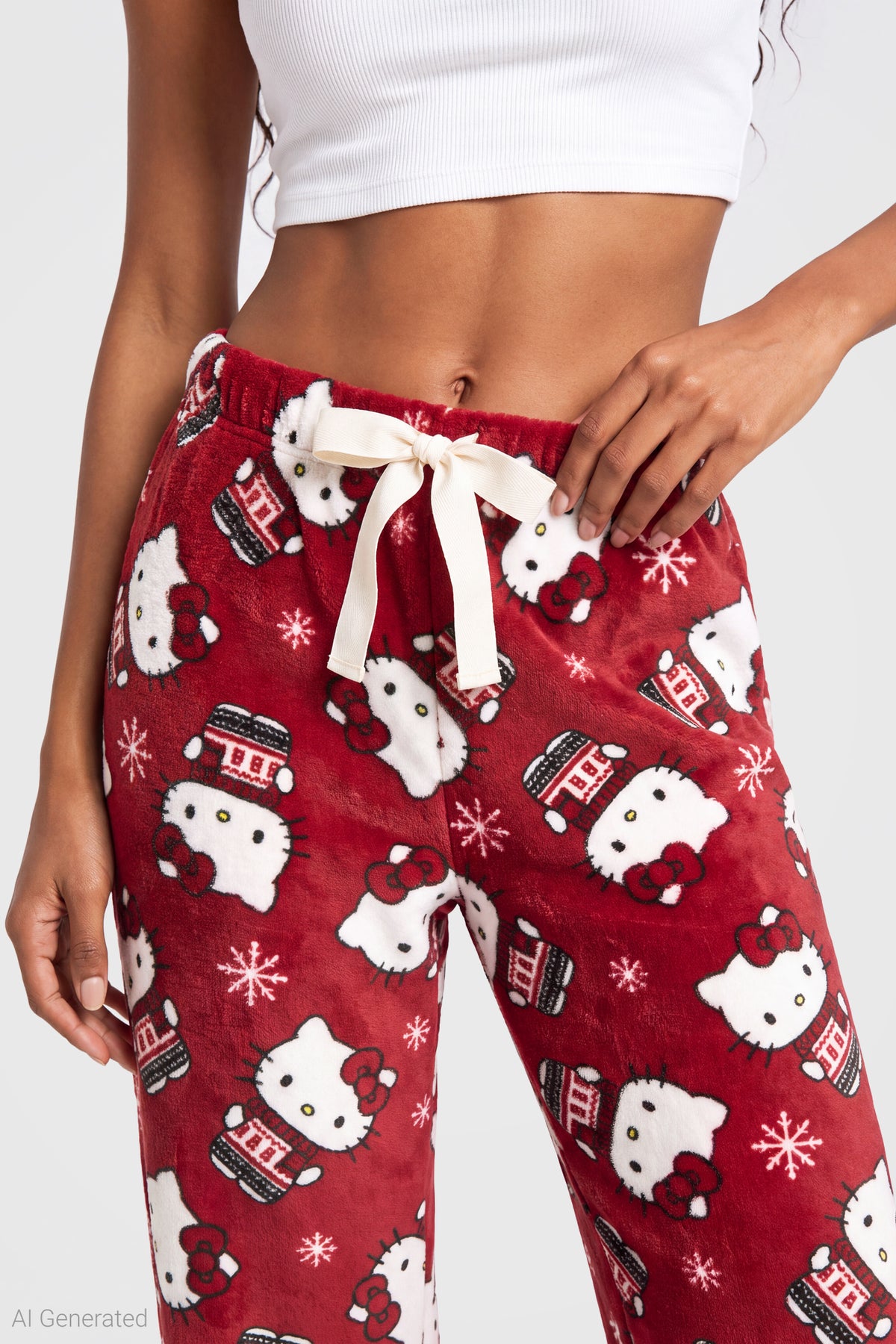 Alt View 4. Hello Kitty Christmas Pajama Pant - Red
