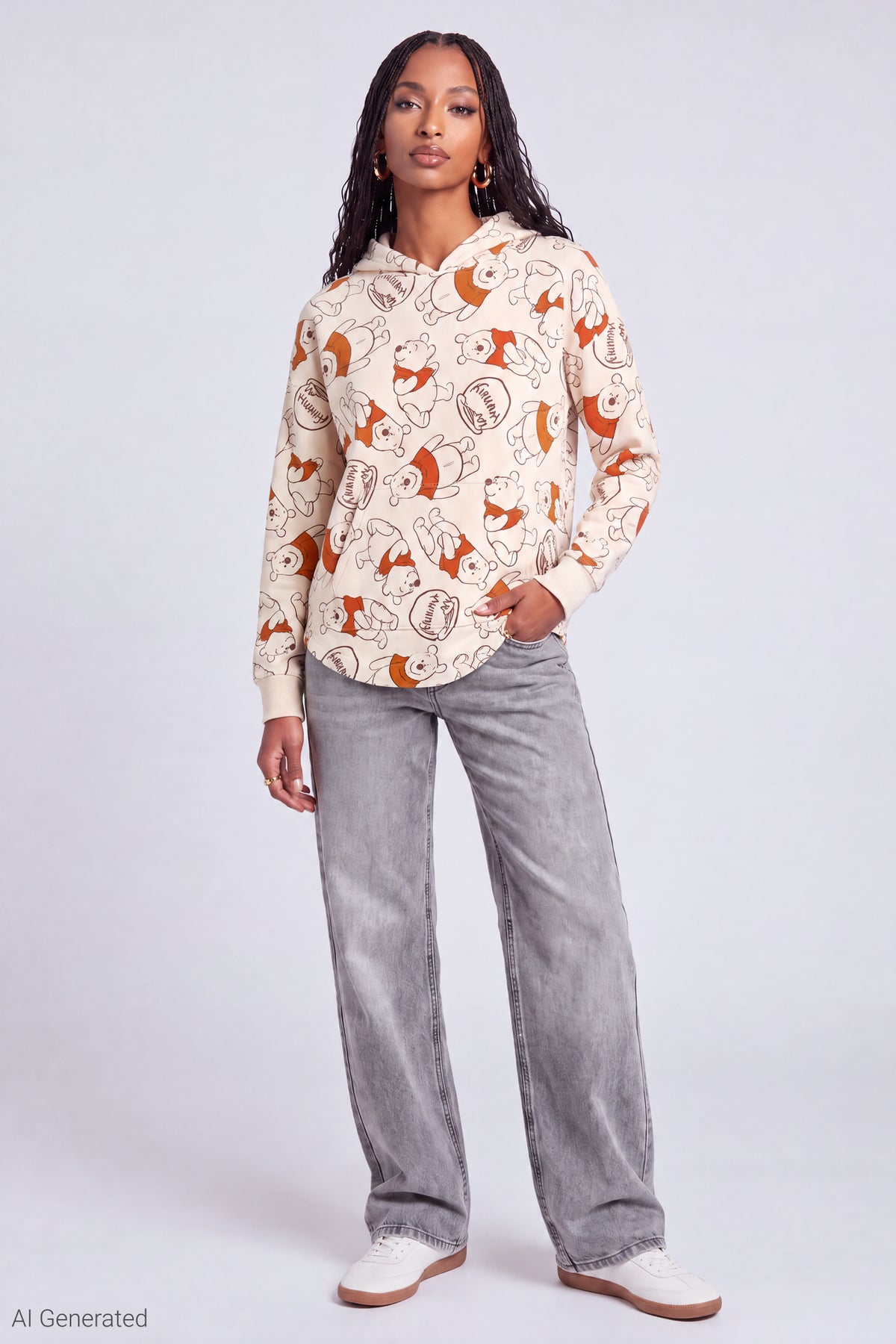 Alt View 3. Winnie the Pooh 3D Hoodie - Natural