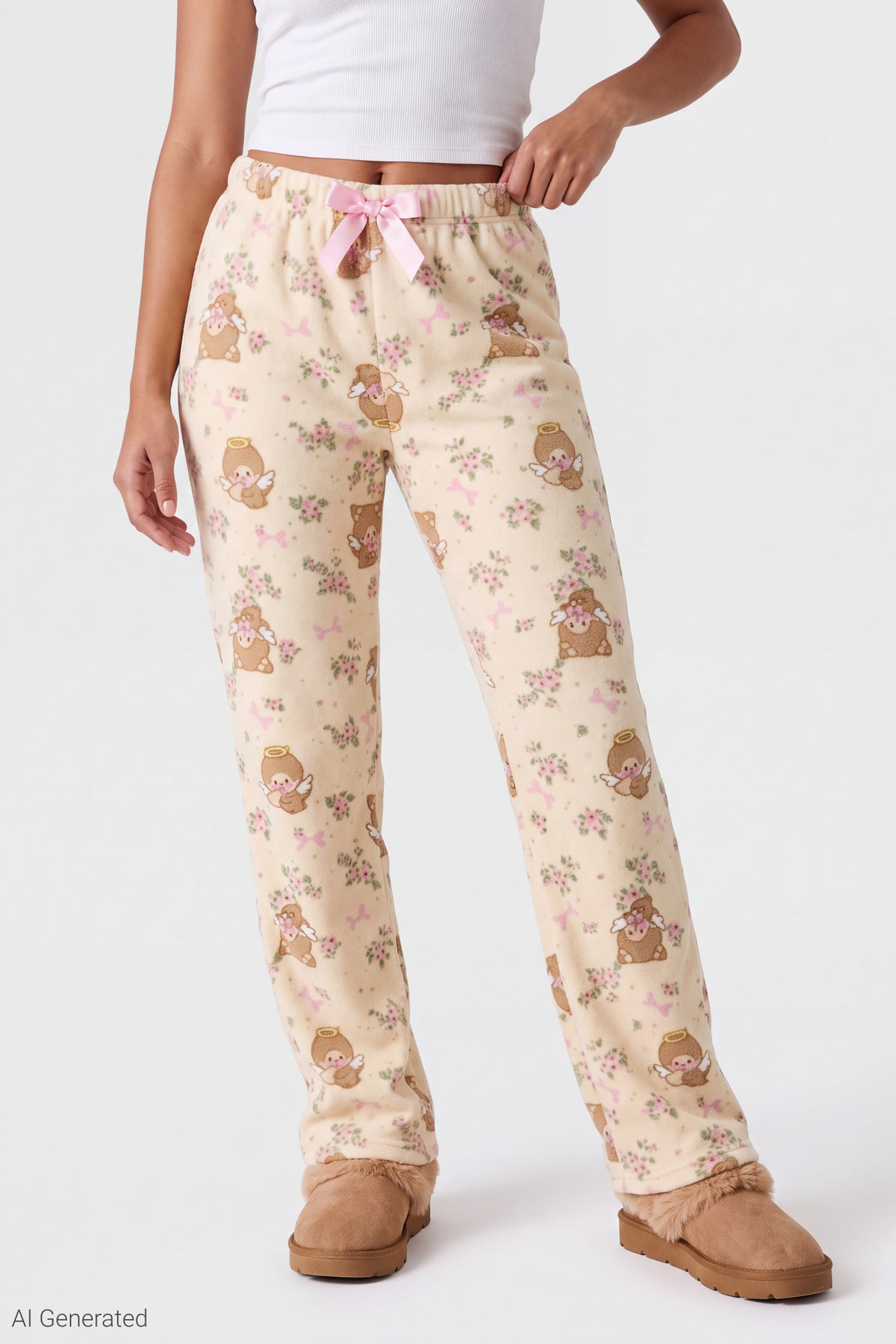 Alt View 3. Monchhichi Plush Pajama Pant - Yellow