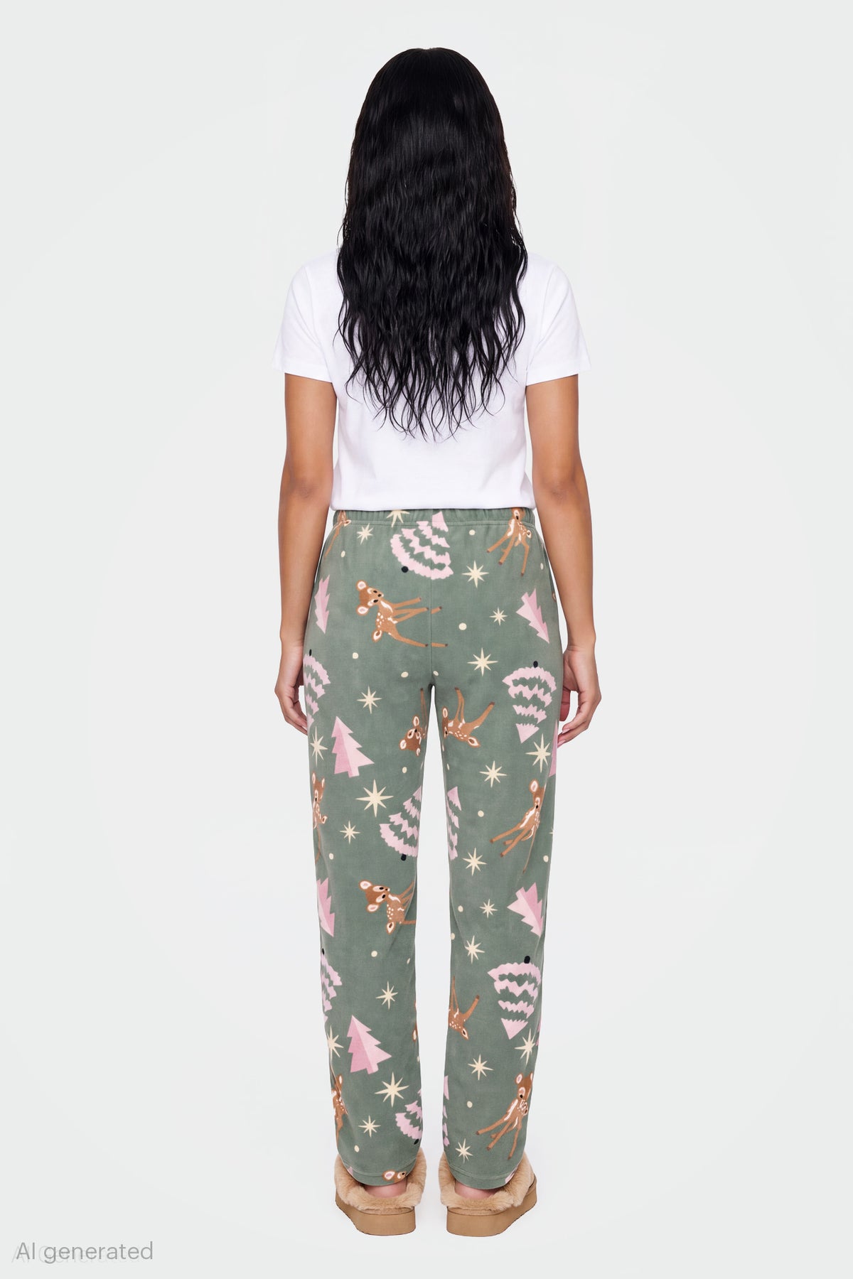 Alt View 2. Bambi Christmas Pajama Pant - Green