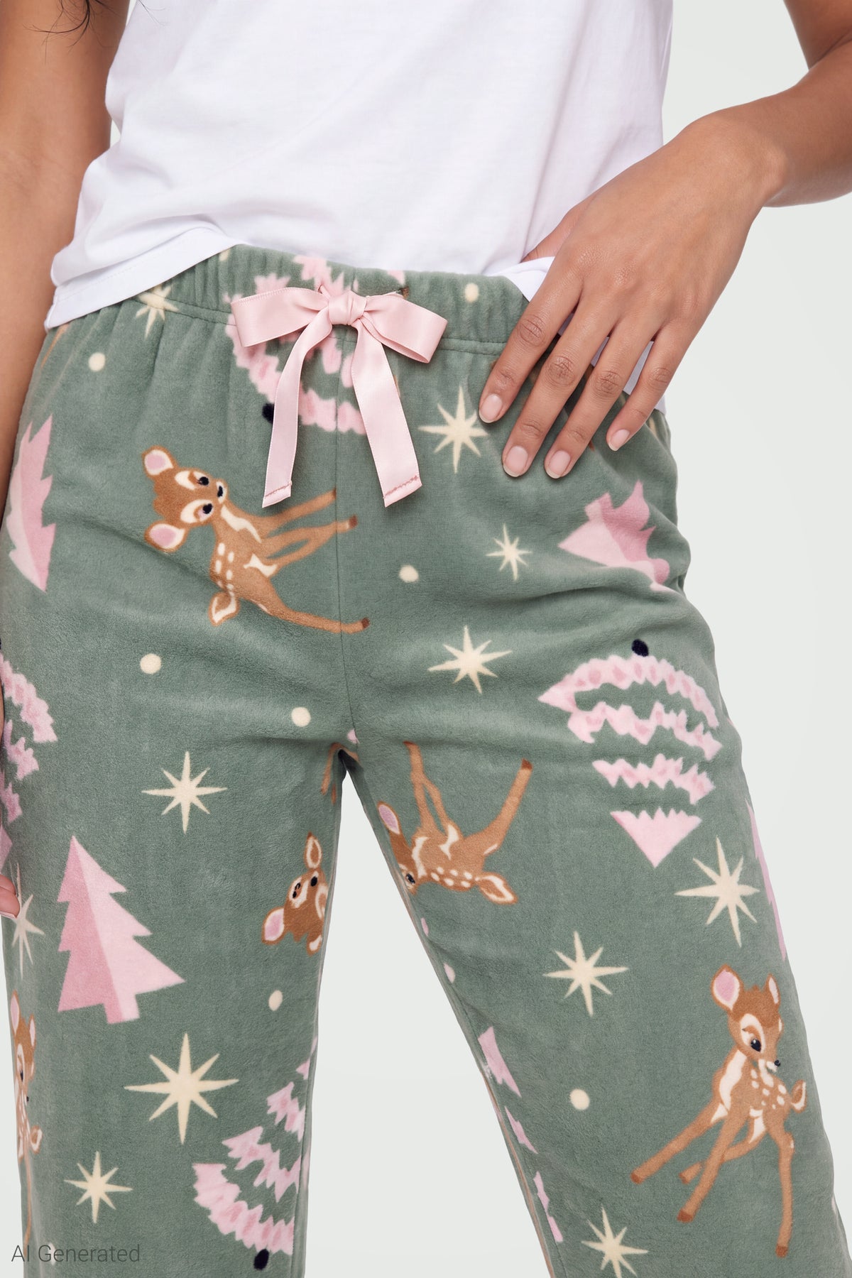 Alt View 4. Bambi Christmas Pajama Pant - Green