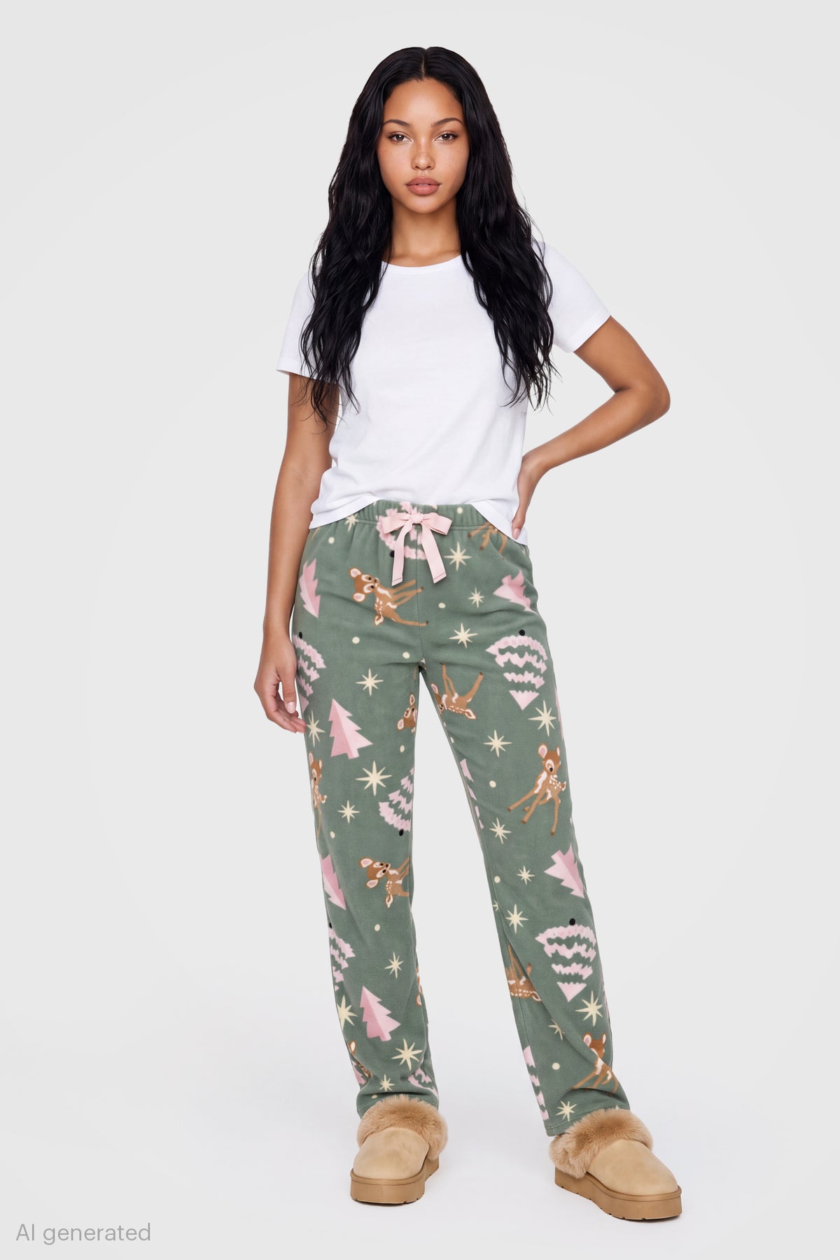 Bambi Christmas Pajama Pant - Green