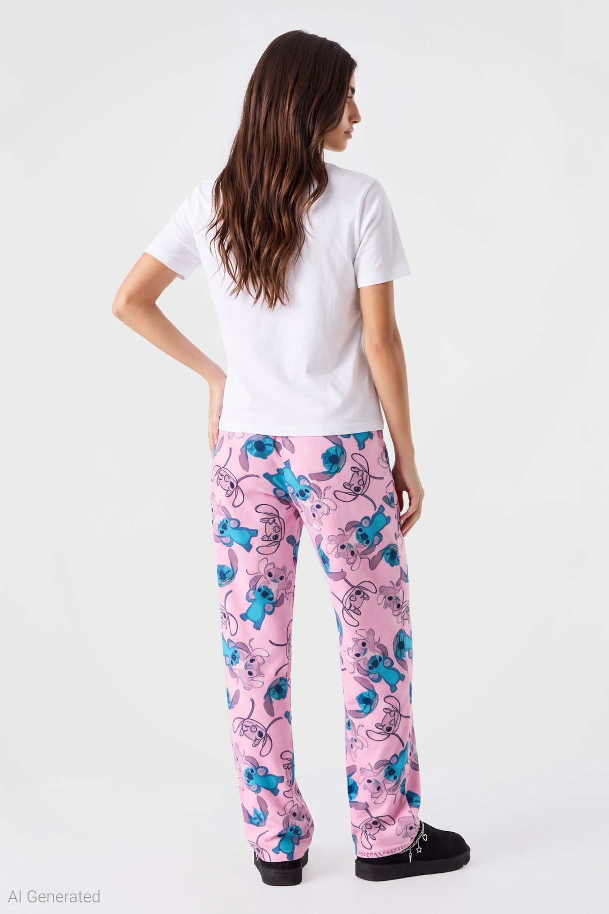 Alt View 2. Stitch & Angel Plush Pajama Pant - Pink