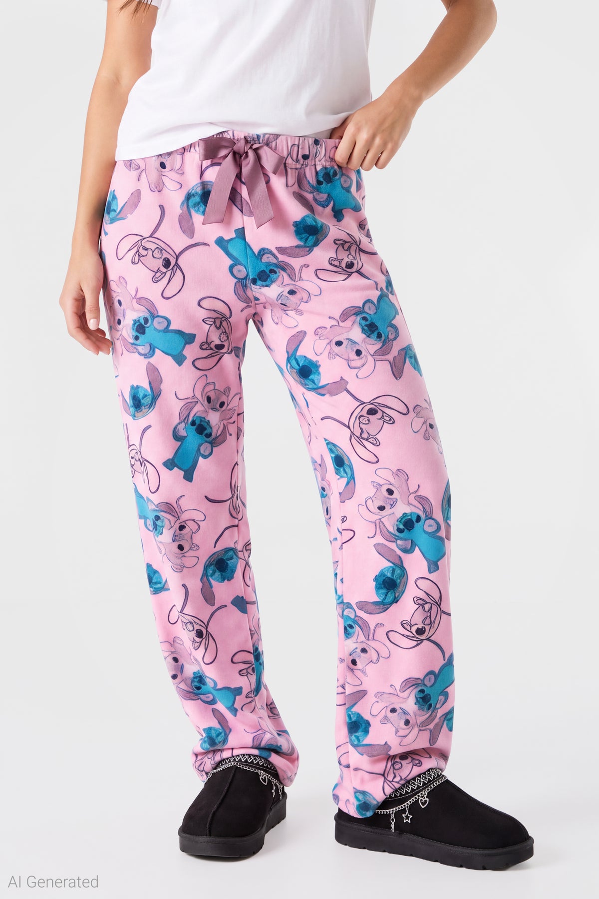 Alt View 3. Stitch & Angel Plush Pajama Pant - Pink