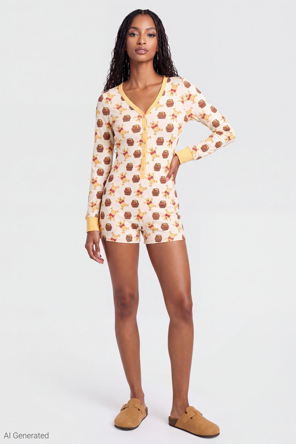 Alt View 3. Winnie the Pooh Pajama Romper - Cream