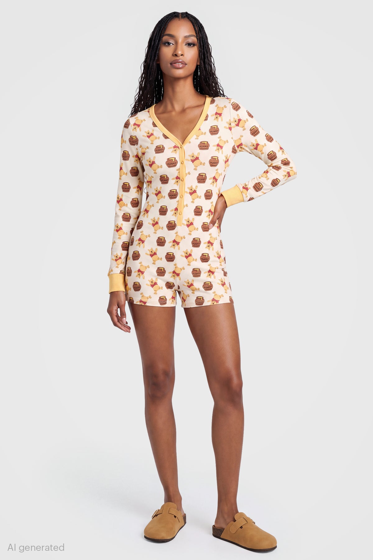 Alt View 3. Winnie the Pooh Pajama Romper - Cream