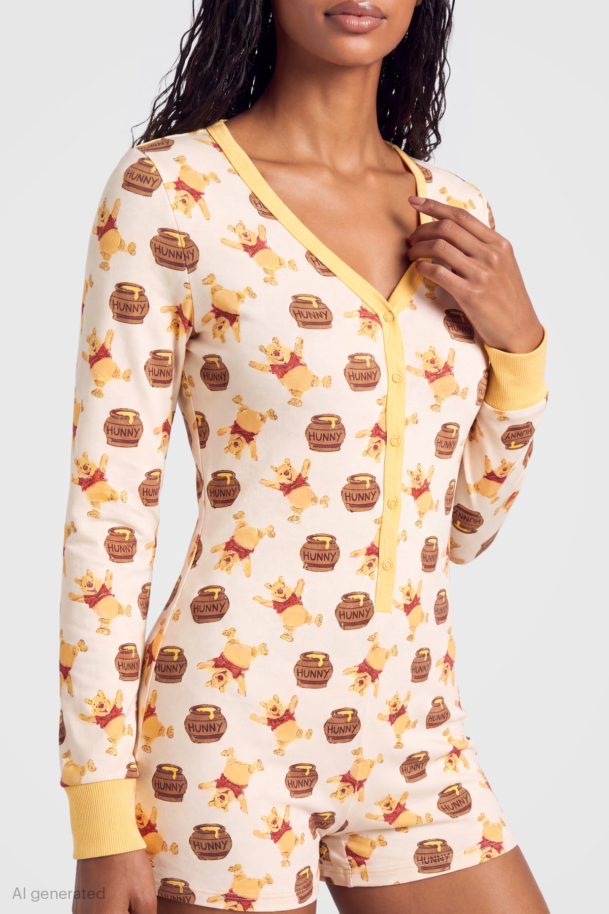 Alt View 4. Winnie the Pooh Pajama Romper - Cream