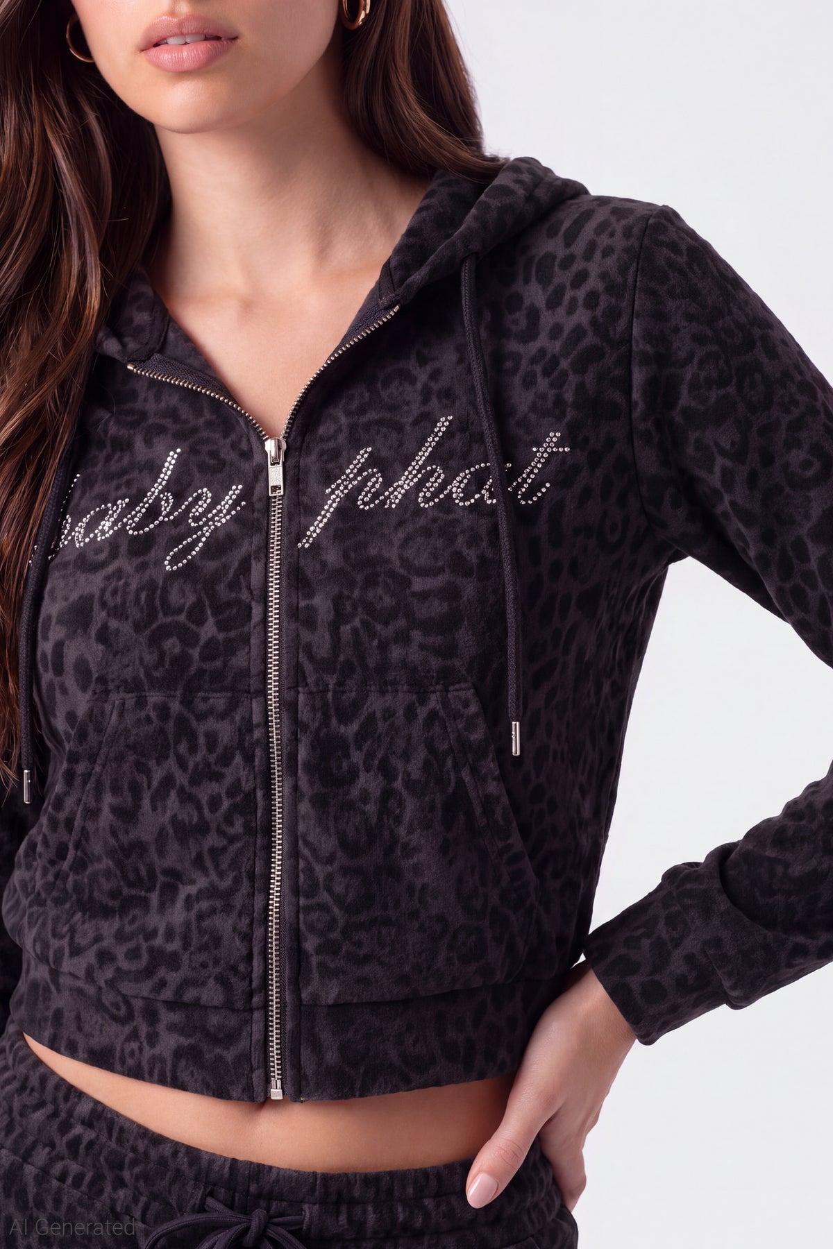 Alt View 5. Baby Phat Velour Zip Hoodie & Sweatpant Set - Leopard