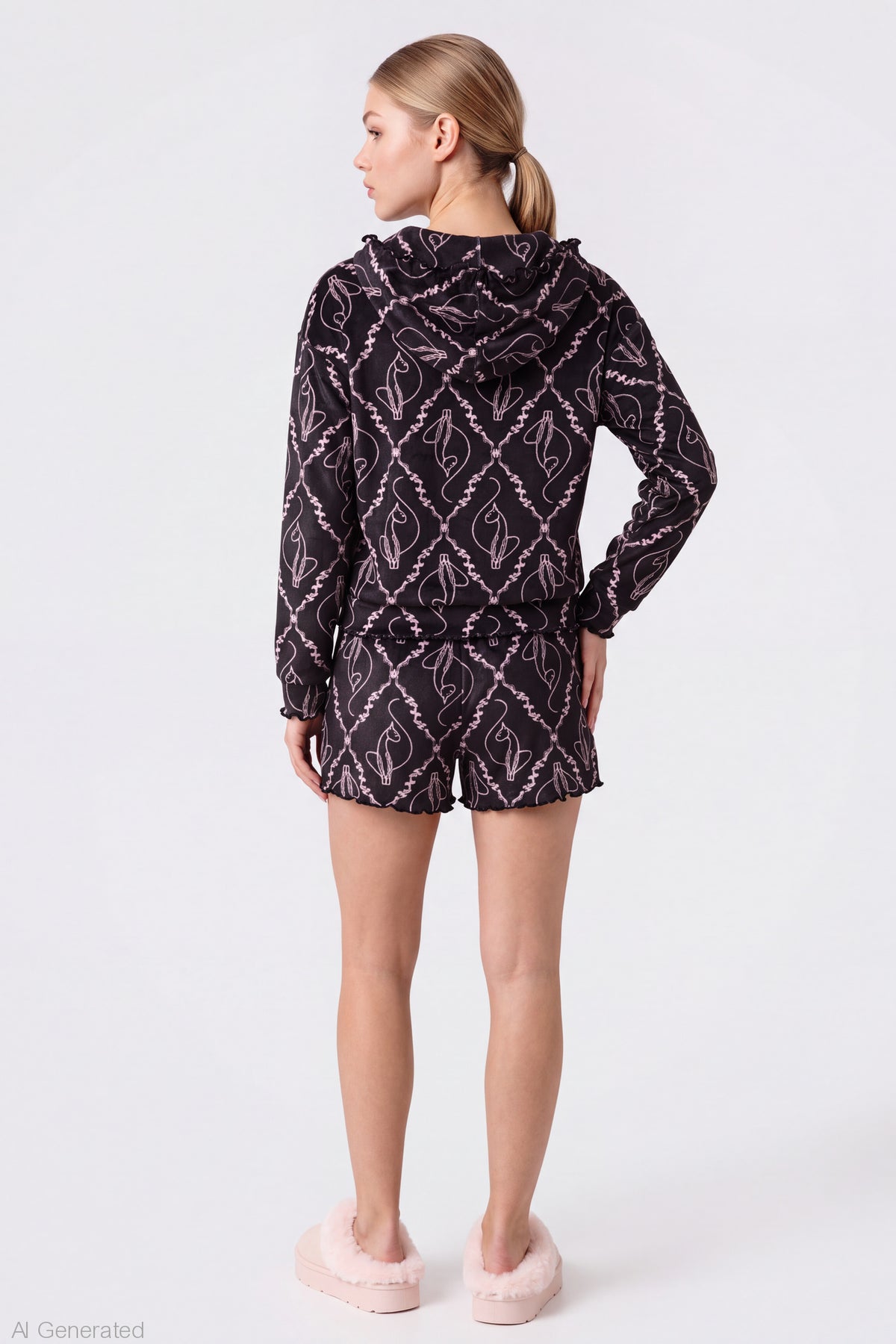 Alt View 2. Baby Phat Plush Hoodie & Short Set - Black