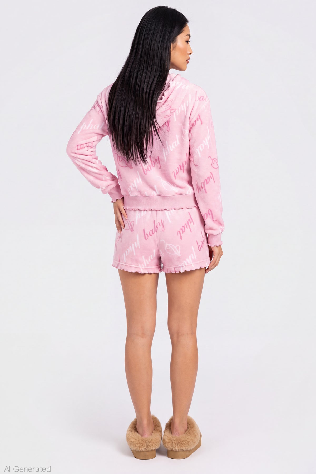 Alt View 2. Baby Phat Plush Hoodie & Short Set - Light Pink