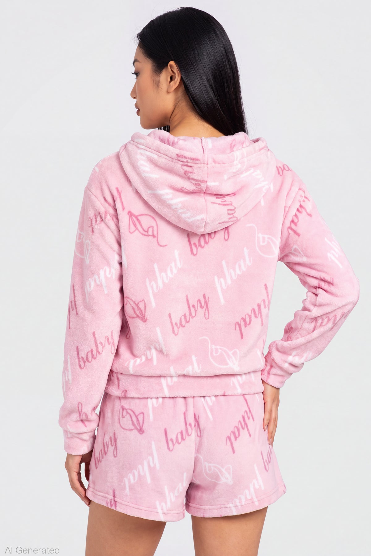 Alt View 4. Baby Phat Plush Hoodie & Short Set - Light Pink