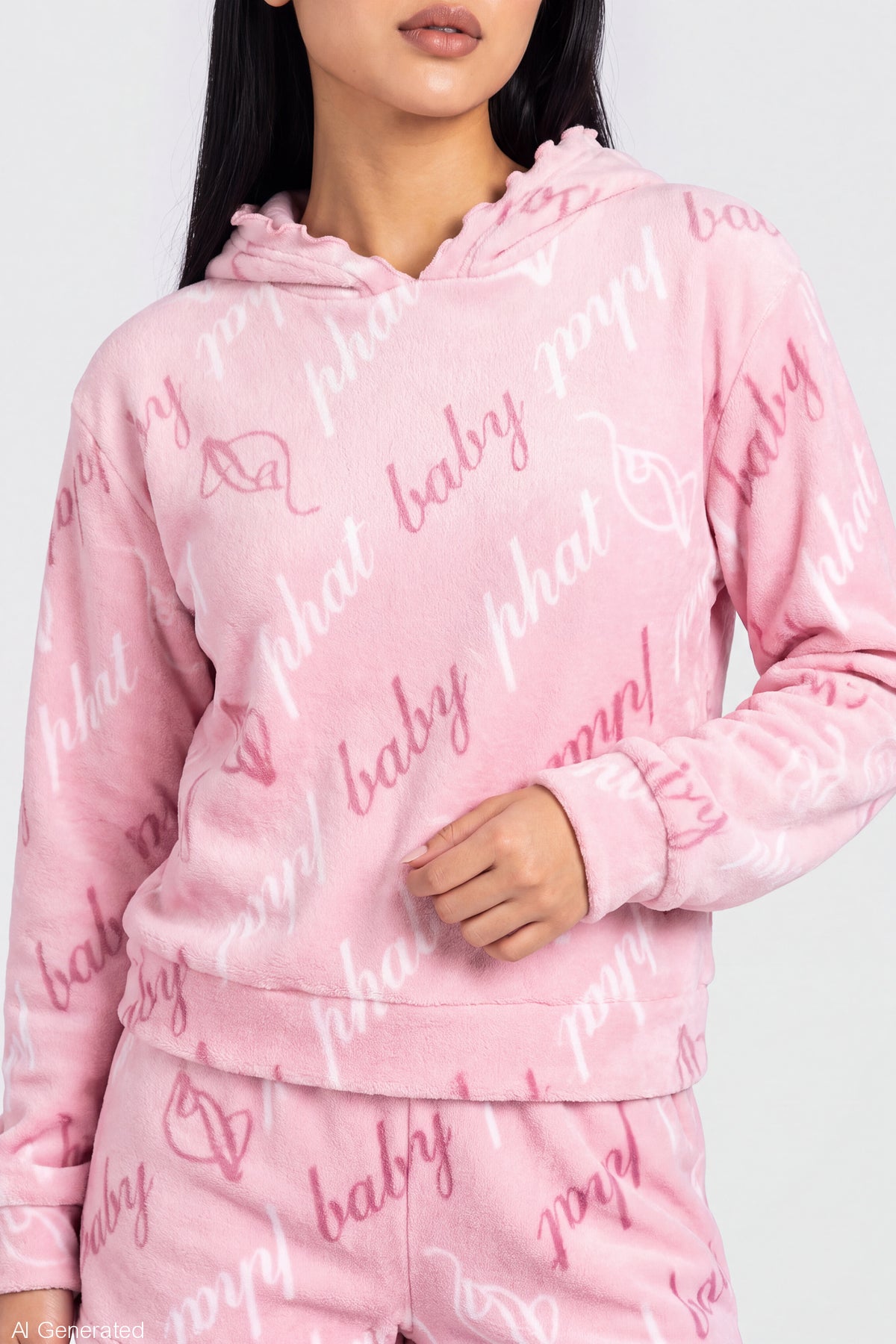 Alt View 5. Baby Phat Plush Hoodie & Short Set - Light Pink