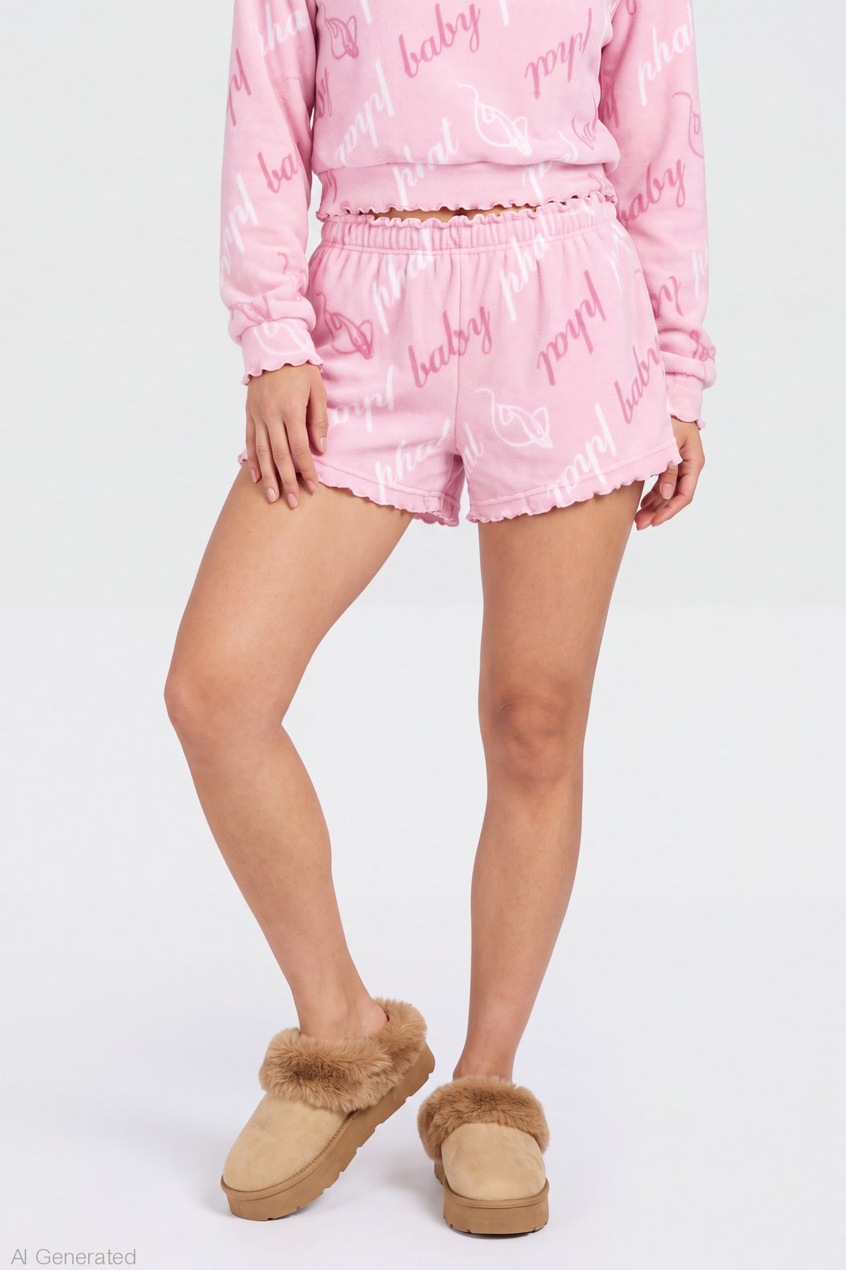Alt View 6. Baby Phat Plush Hoodie & Short Set - Light Pink