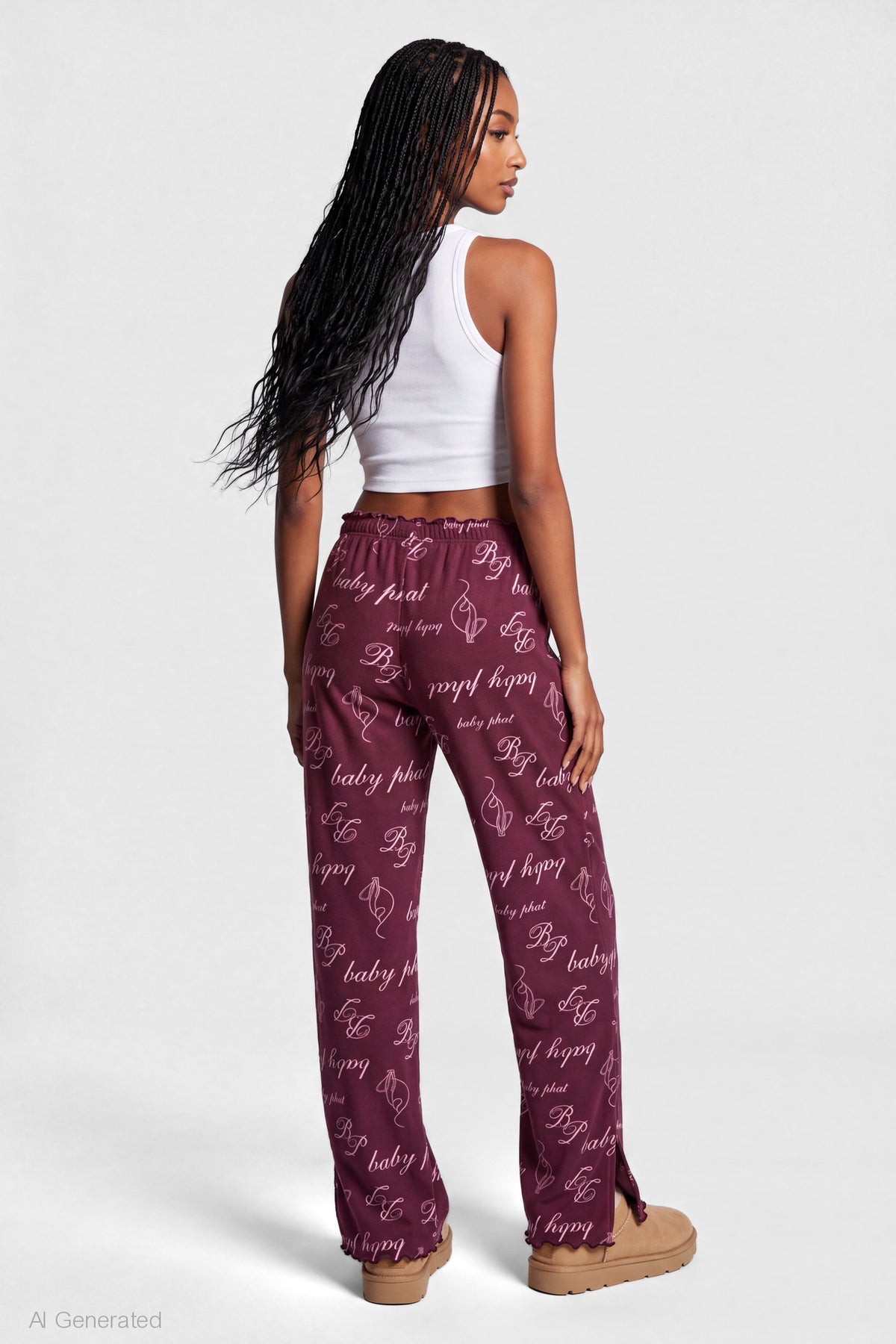 Alt View 2. Baby Phat Plush Pajama Pant - Burgundy