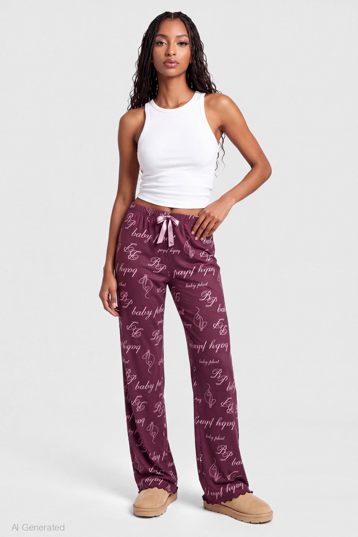 Baby Phat Plush Pajama Pant - Burgundy