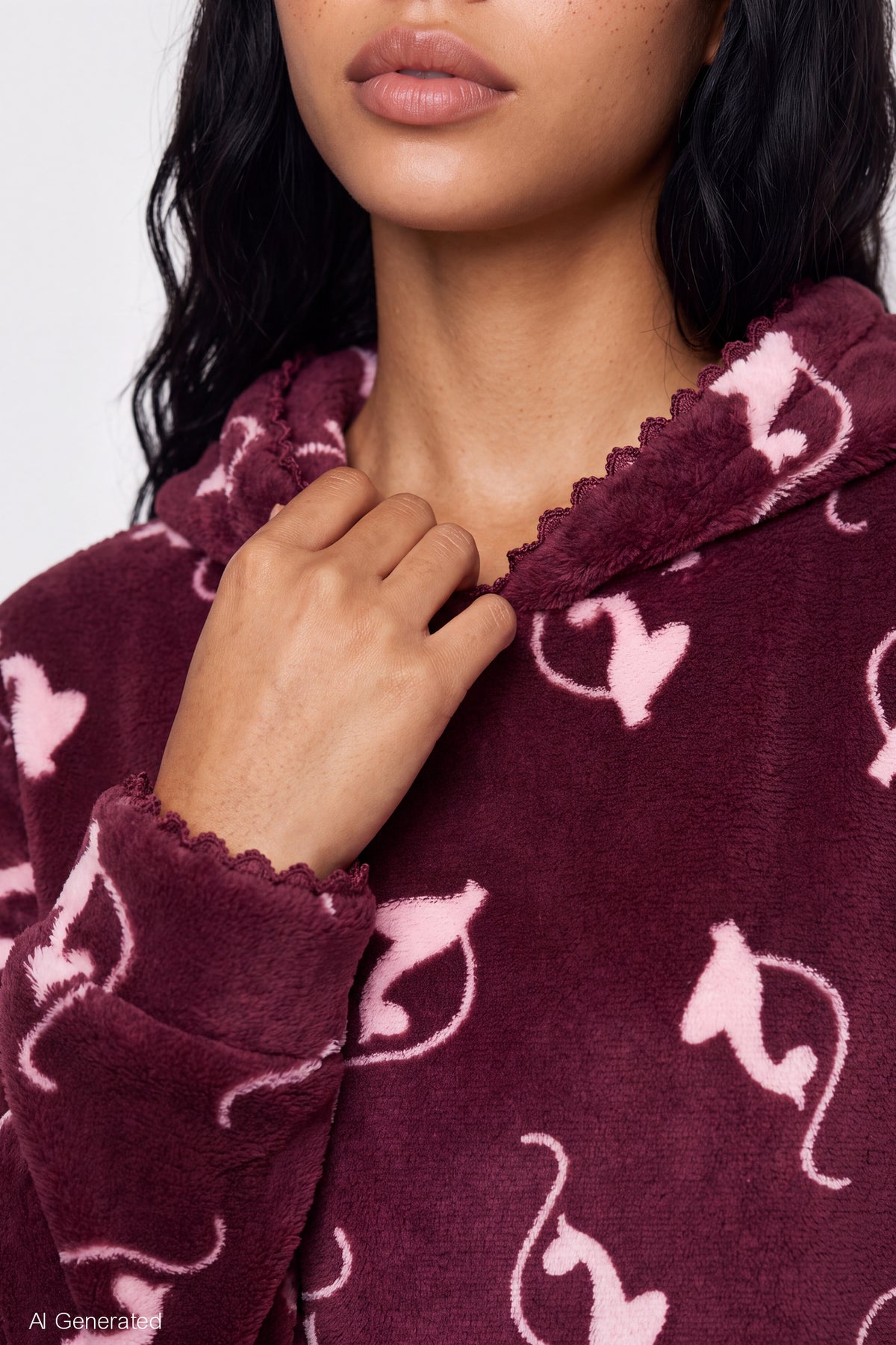 Alt View 5. Baby Phat Plush Hoodie & Short Set - Burgundy