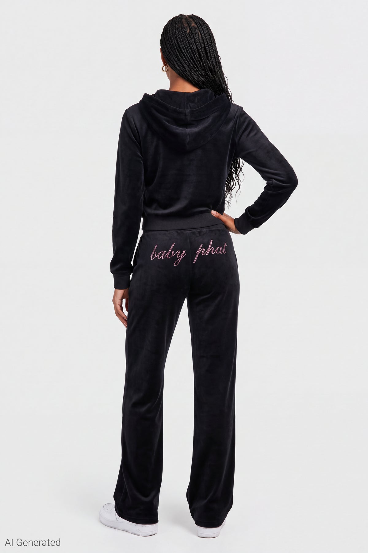 Alt View 2. Baby Phat Velour Zip Hoodie & Sweatpant Set - Black