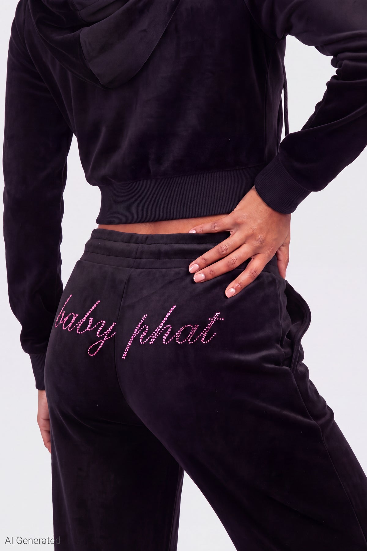 Alt View 6. Baby Phat Velour Zip Hoodie & Sweatpant Set - Black