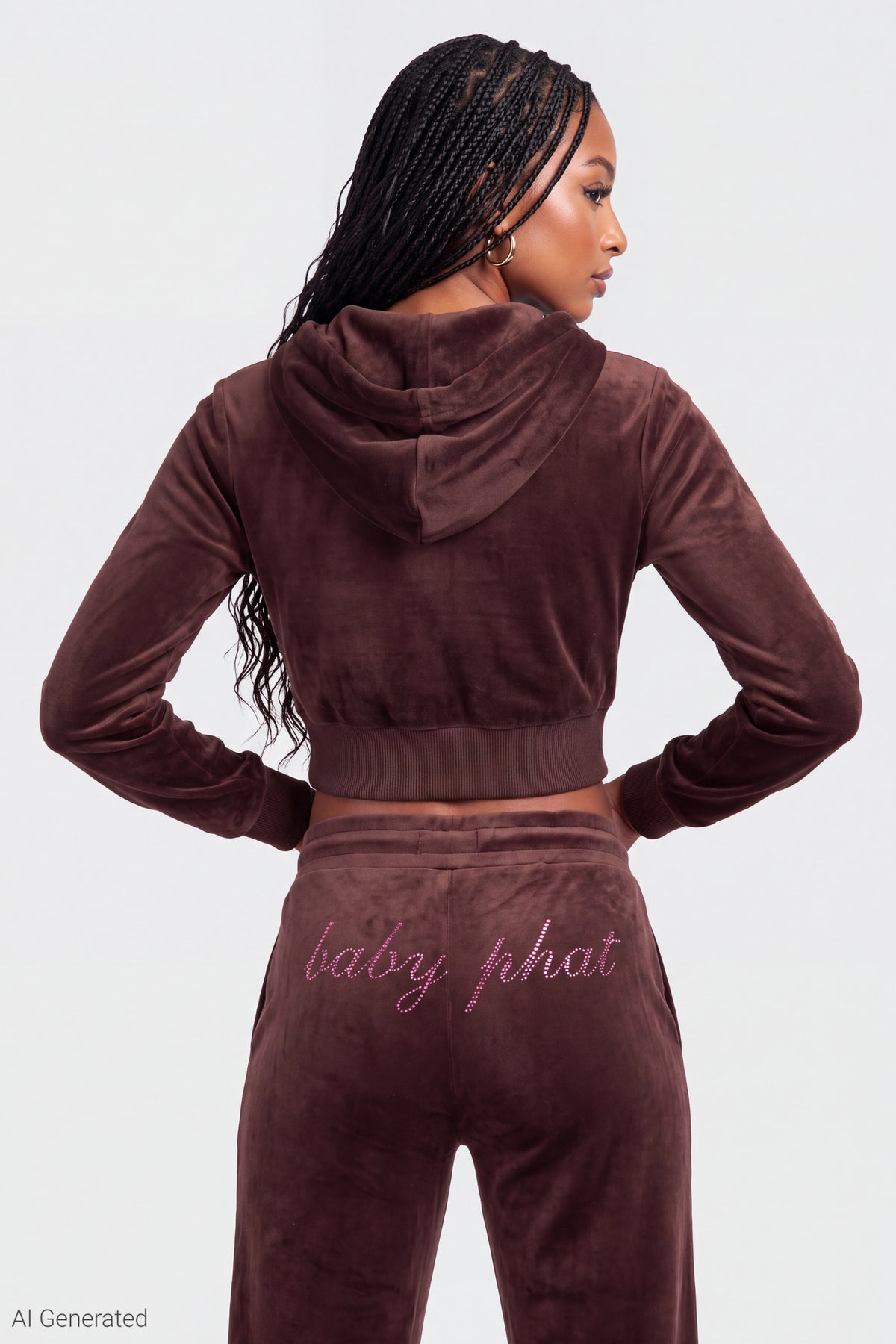 Alt View 4. Baby Phat Velour Zip Hoodie & Sweatpant Set - Brown