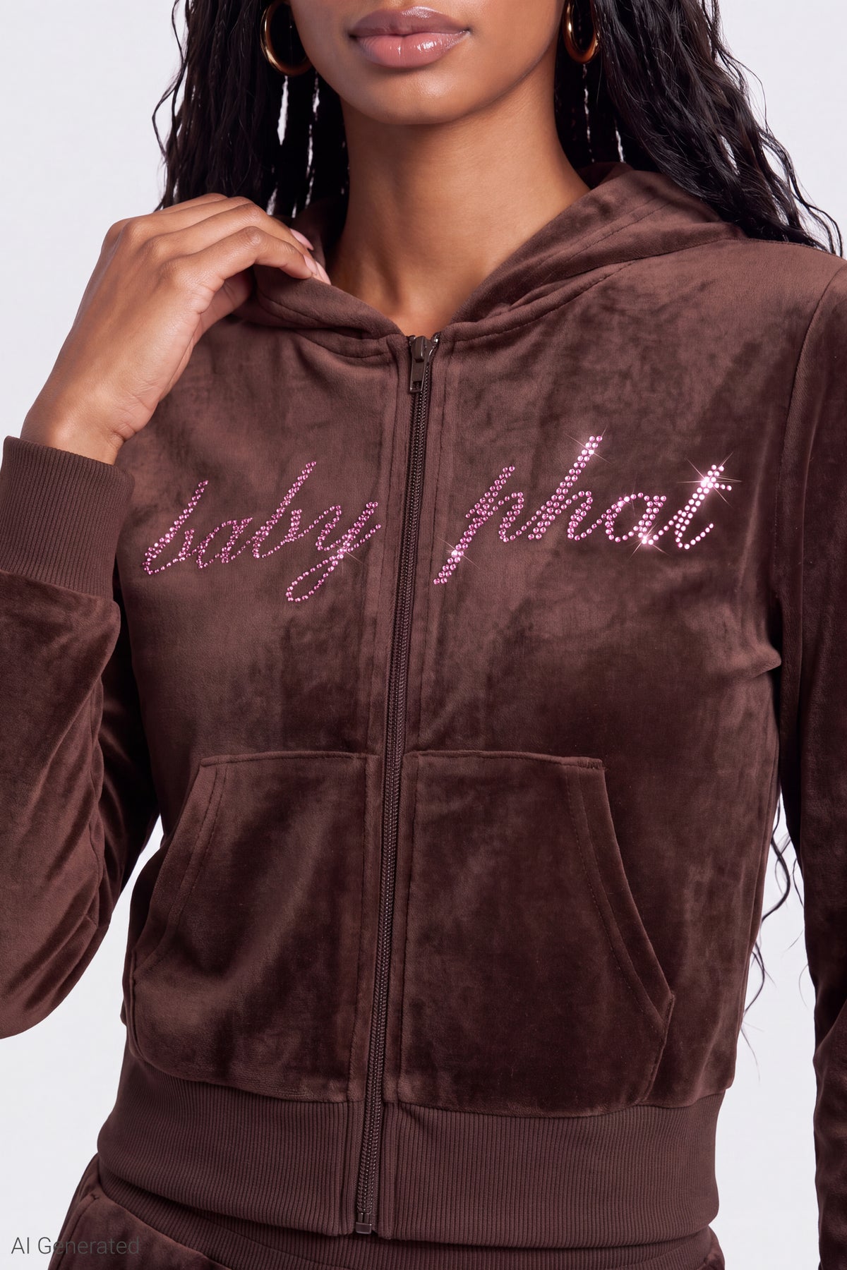Alt View 5. Baby Phat Velour Zip Hoodie & Sweatpant Set - Brown
