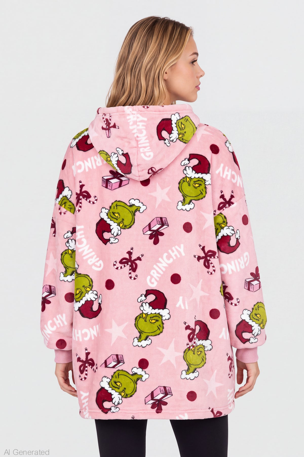 Alt View 2. The Grinch Plush Blanket Hoodie - Pink