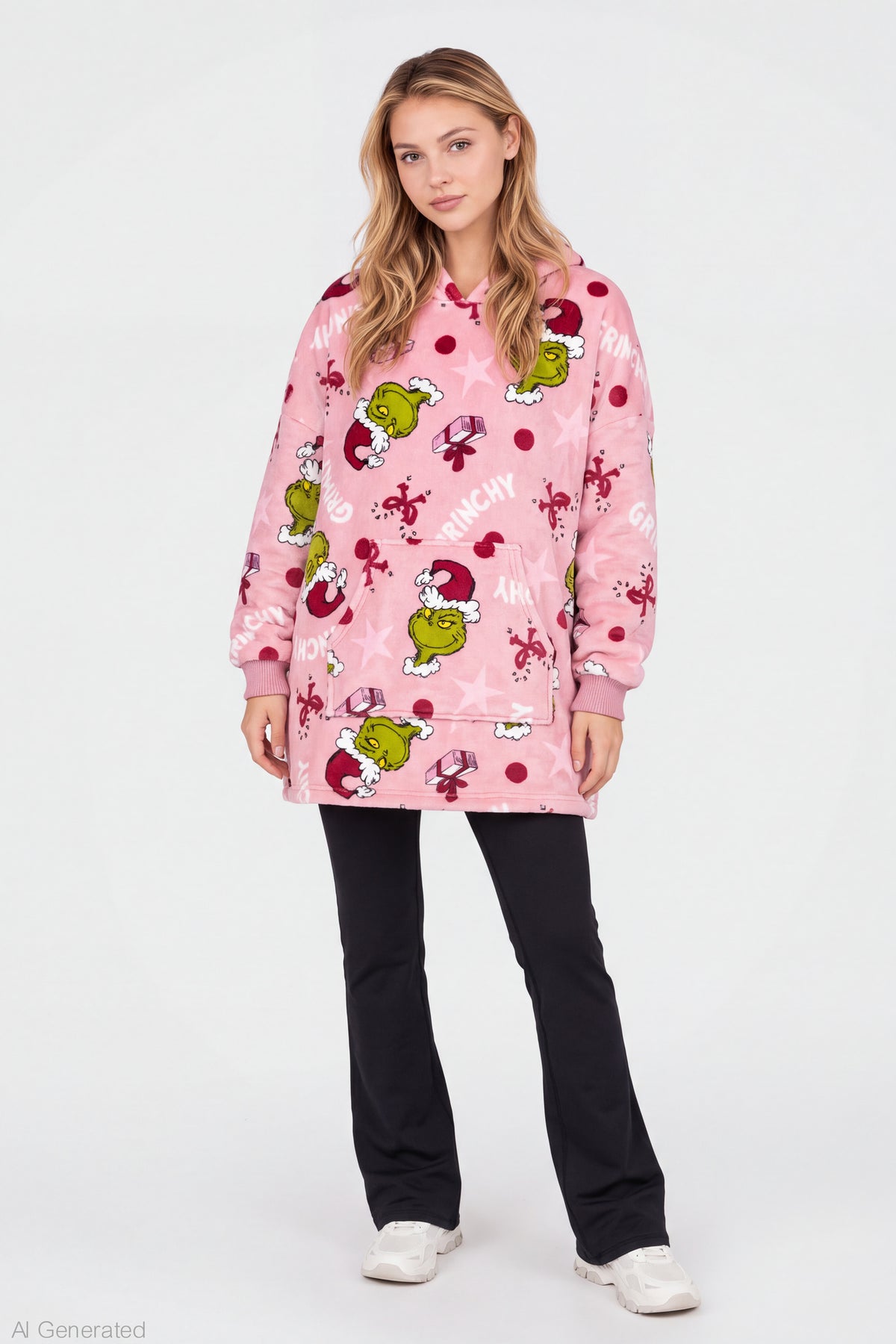 Alt View 3. The Grinch Plush Blanket Hoodie - Pink