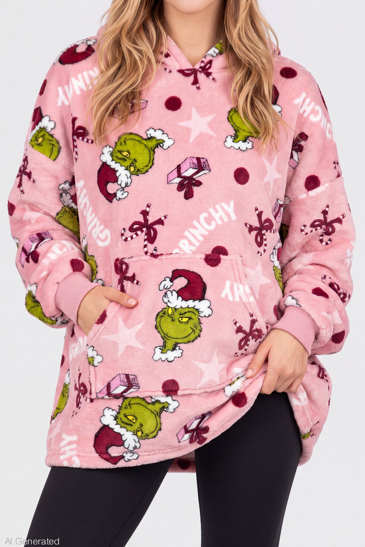 Alt View 4. The Grinch Plush Blanket Hoodie - Pink