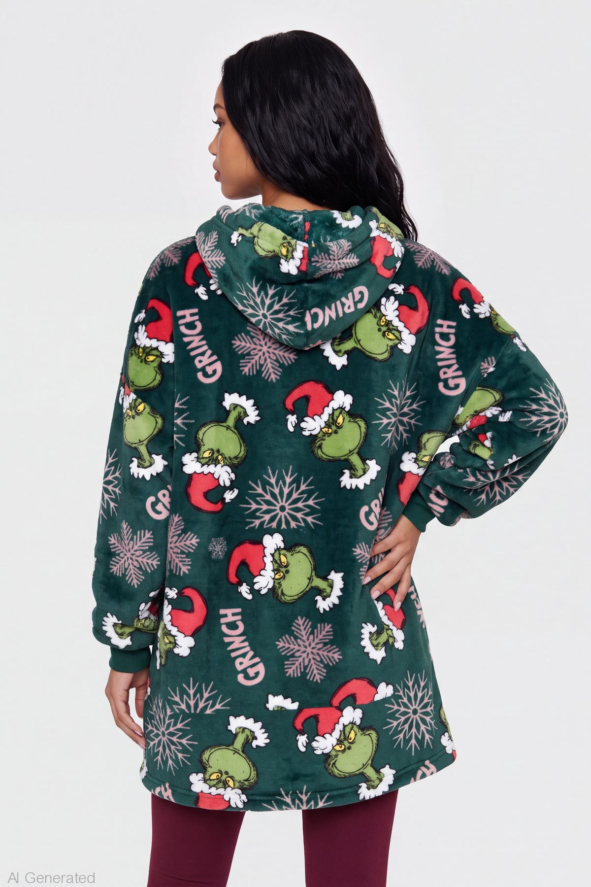 Alt View 2. The Grinch Plush Blanket Hoodie - Green