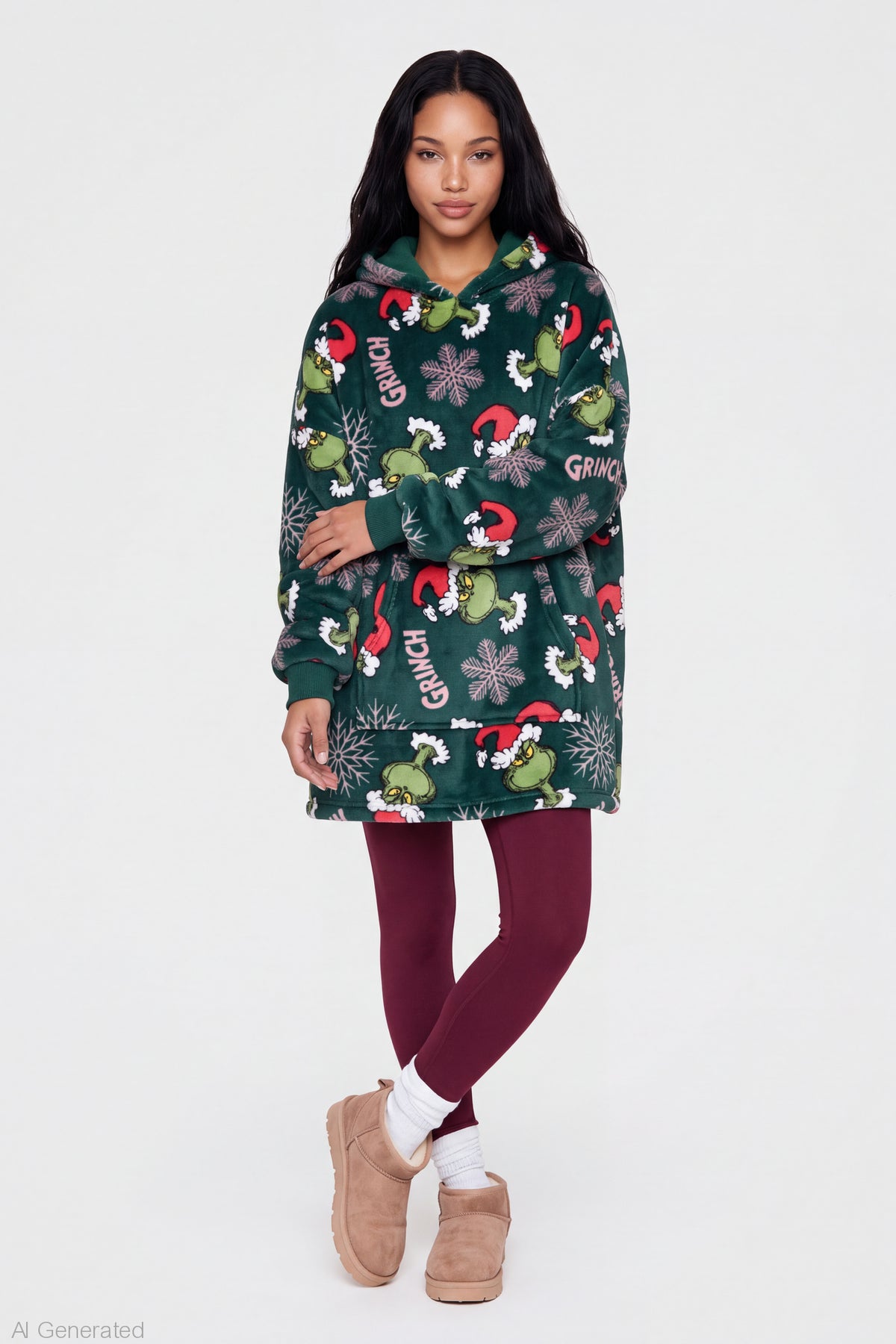 Alt View 3. The Grinch Plush Blanket Hoodie - Green