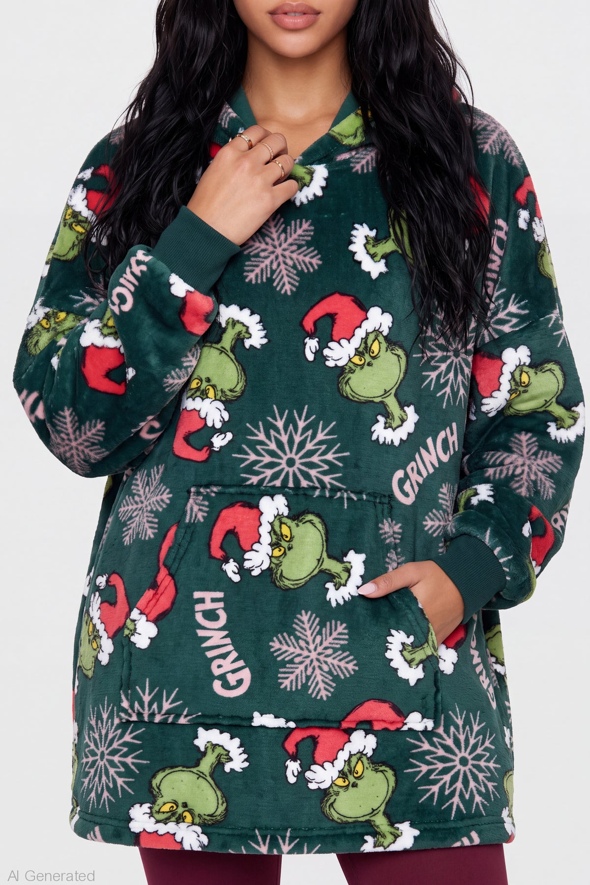 Alt View 4. The Grinch Plush Blanket Hoodie - Green