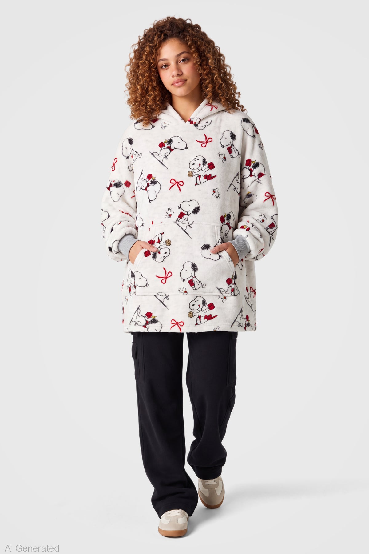 Alt View 3. Peanuts Snoopy Plush Blanket Hoodie - White