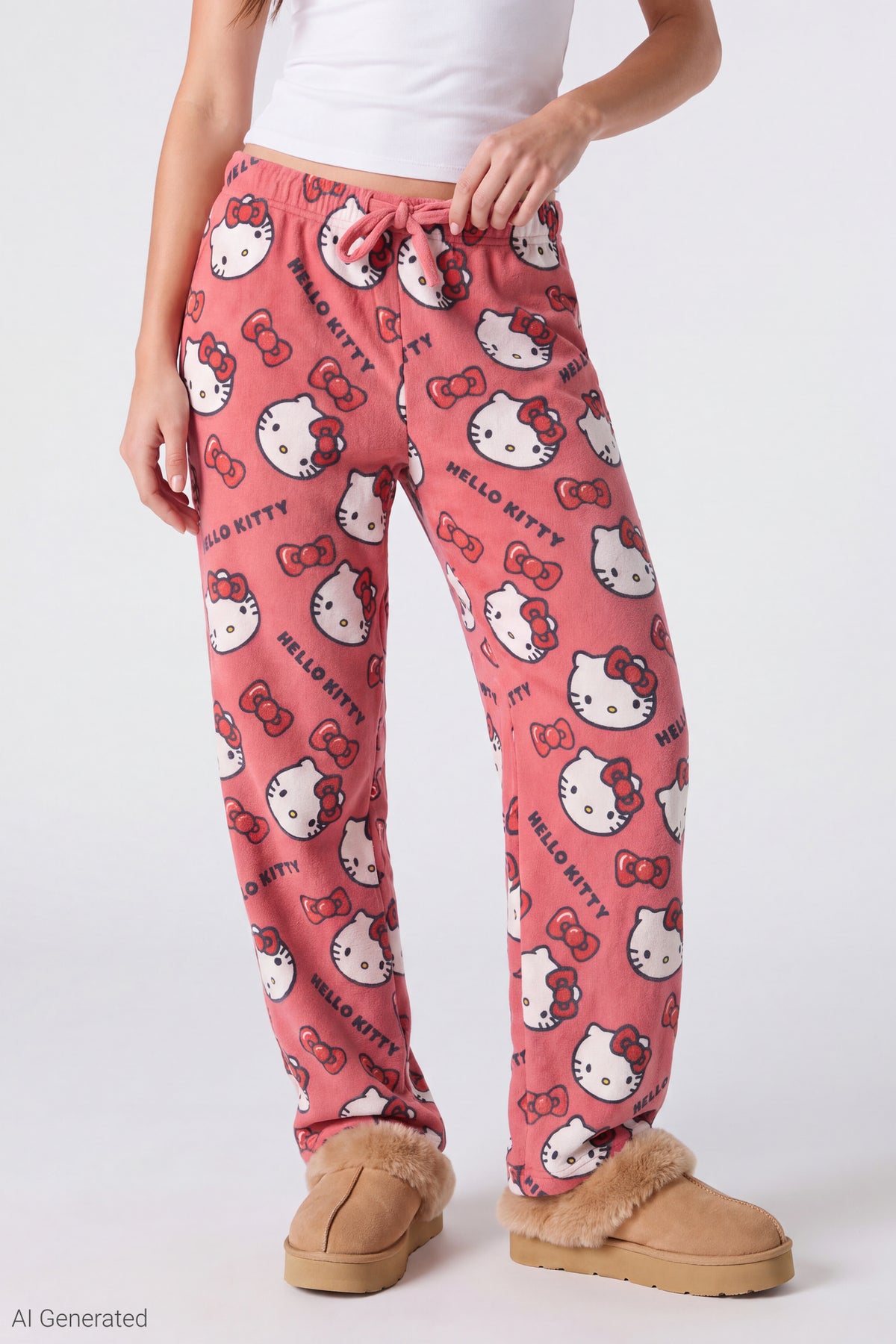 Alt View 3. Hello Kitty Plush Pajama Pant - Red
