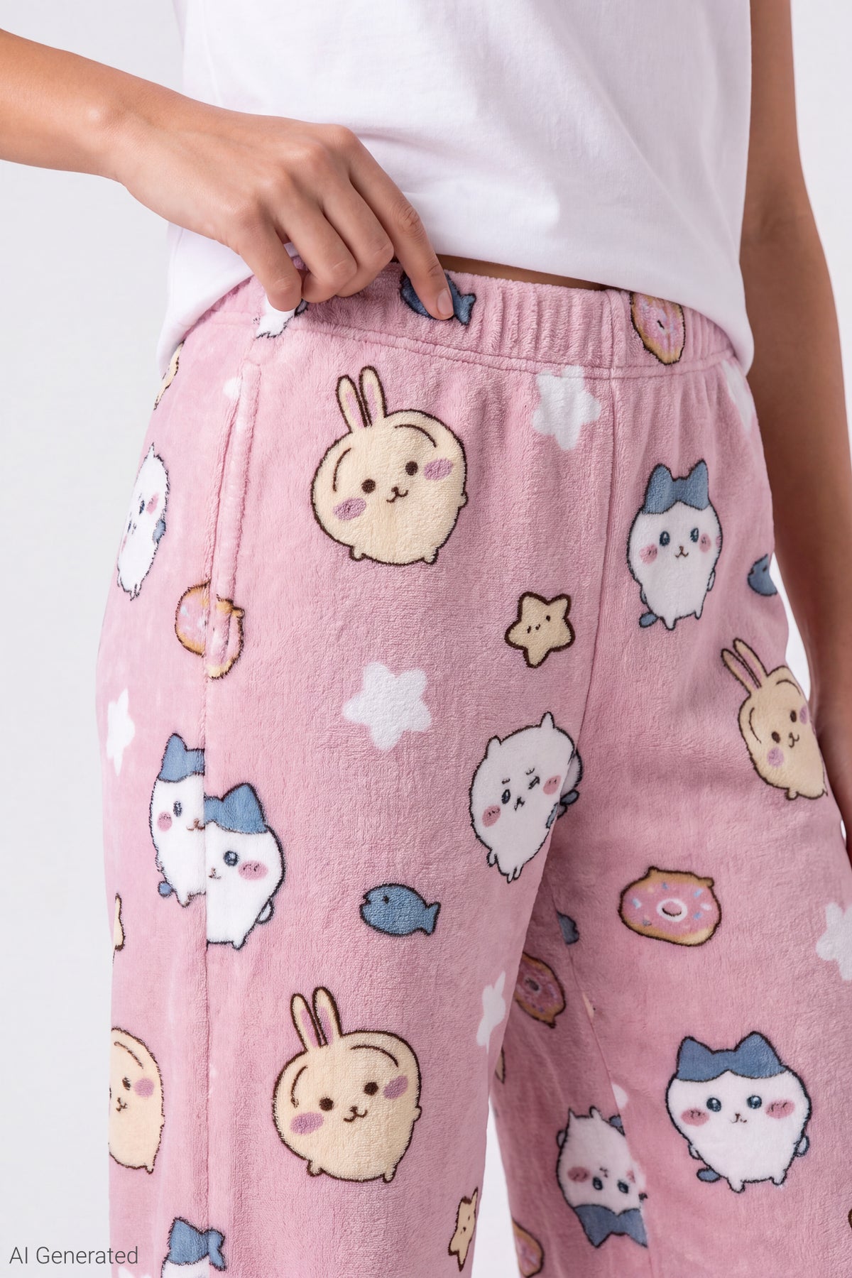 Alt View 4. Chiikawa Plush Pajama Pant - Light Pink