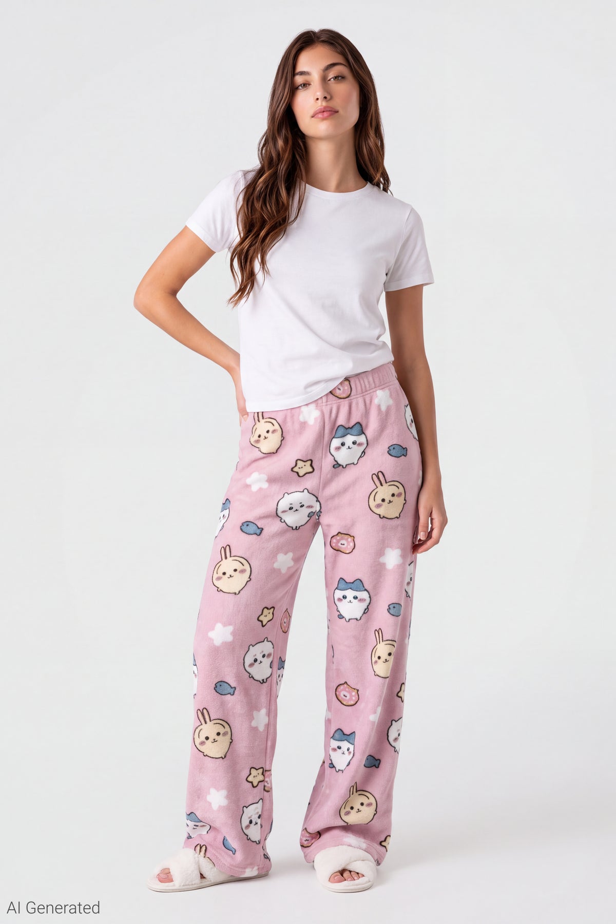 Chiikawa Plush Pajama Pant - Light Pink