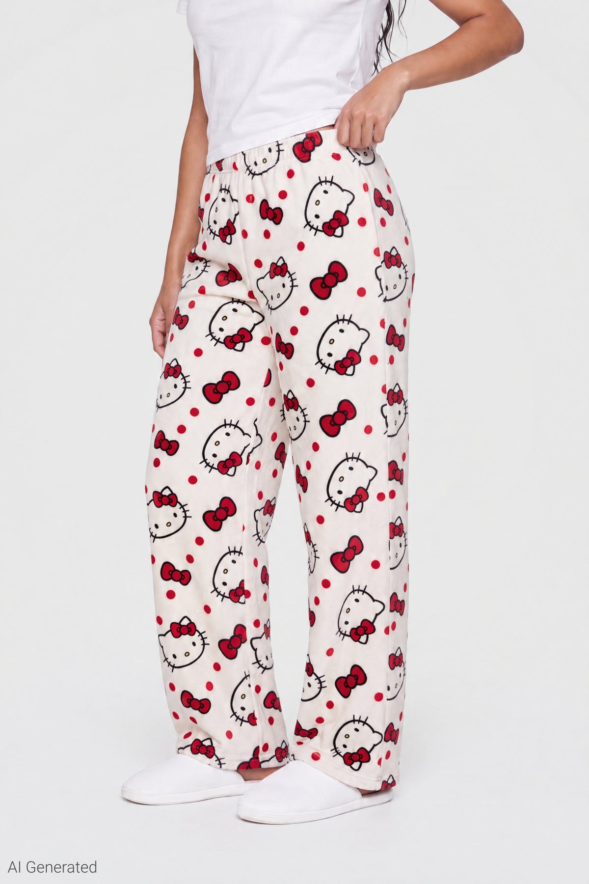 Alt View 3. Hello Kitty Plush Pajama Pant - White