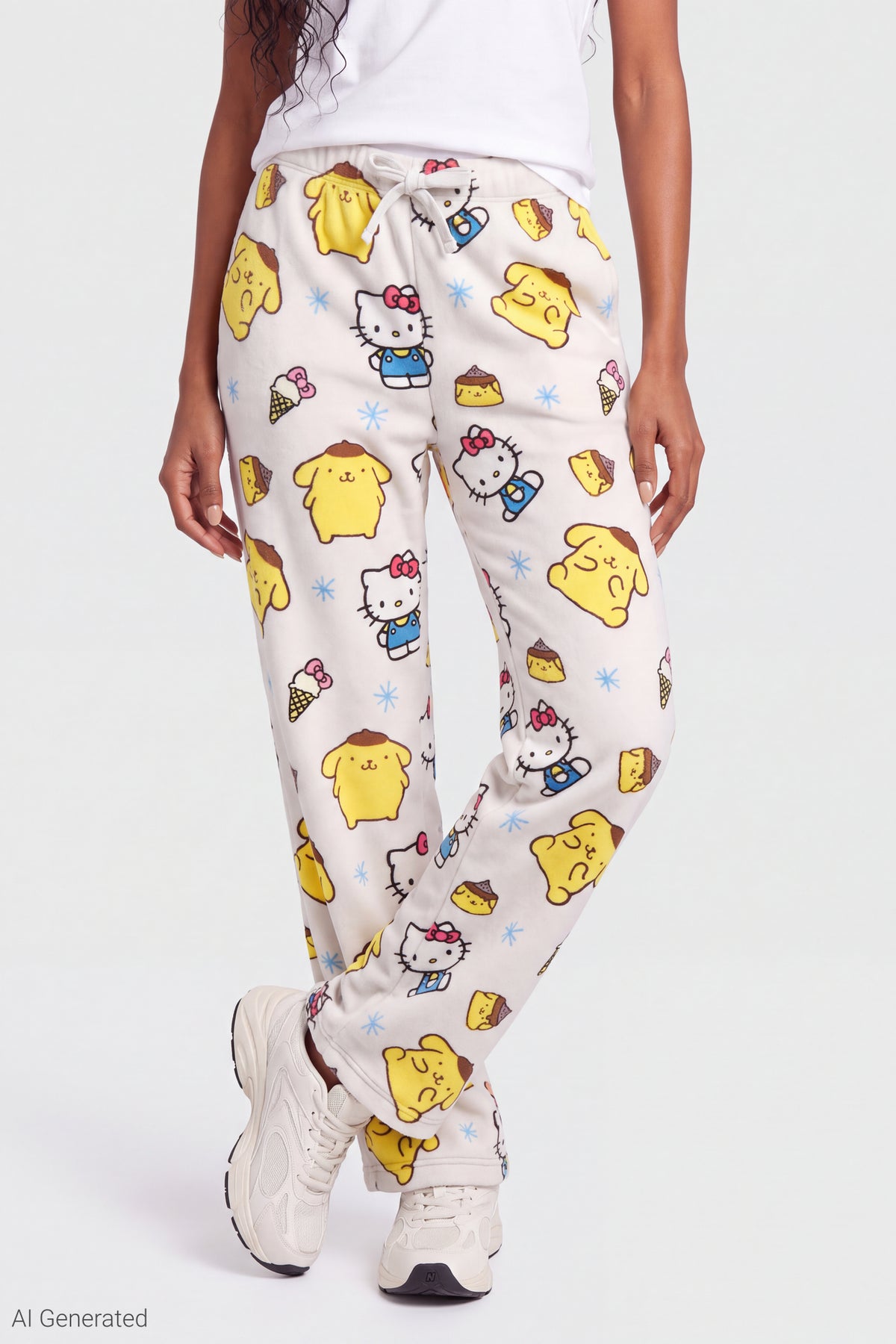 Alt View 3. Hello Kitty & Pompompurin Pajama Pant - White