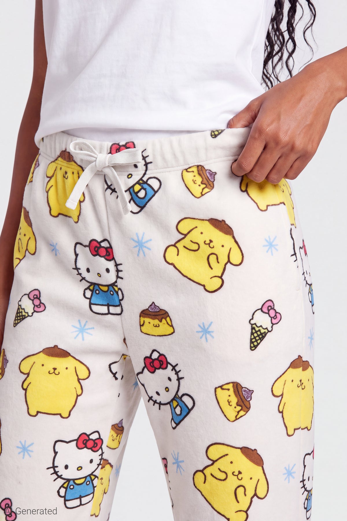 Alt View 4. Hello Kitty & Pompompurin Pajama Pant - White