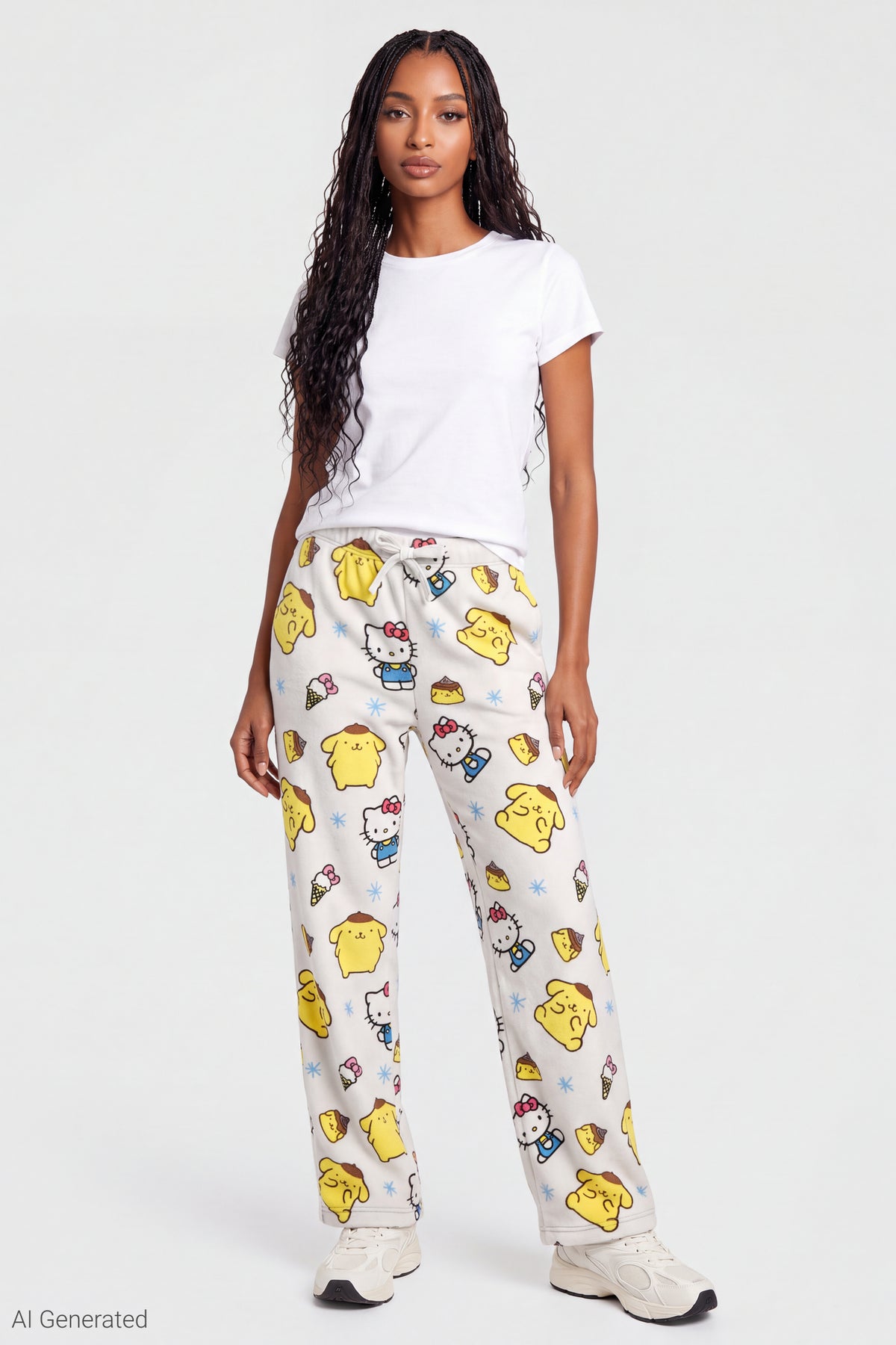 Hello Kitty & Pompompurin Pajama Pant - White