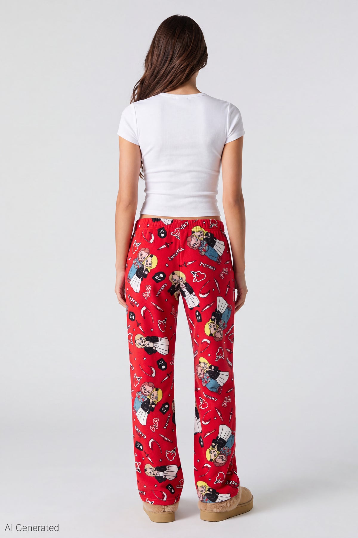 Alt View 3. Chucky & Tiffany Plush Pajama Pant - Red