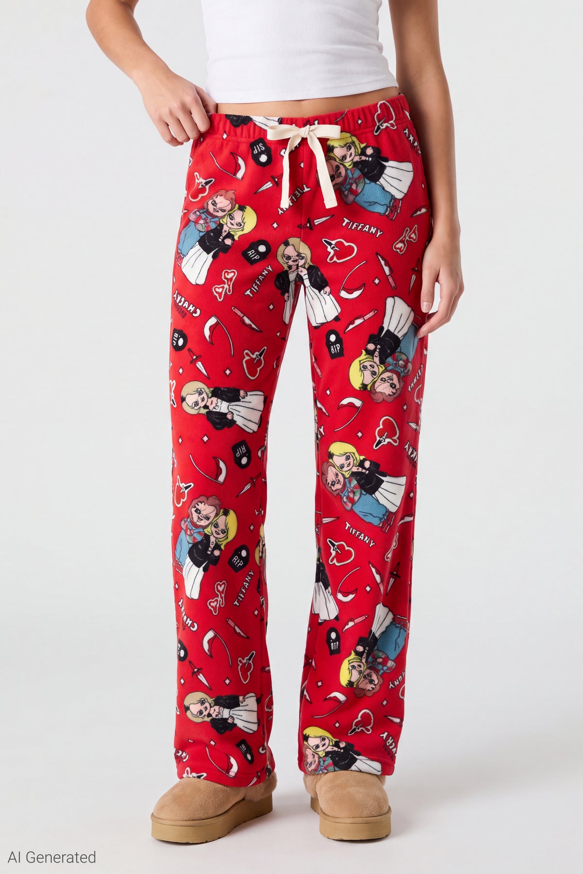 Alt View 2. Chucky & Tiffany Plush Pajama Pant - Red