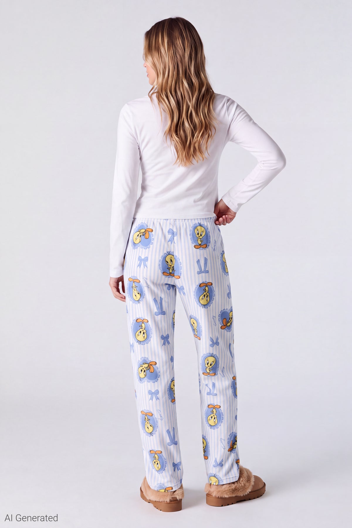 Alt View 2. Tweety Bird Pajama Pant - Light Blue