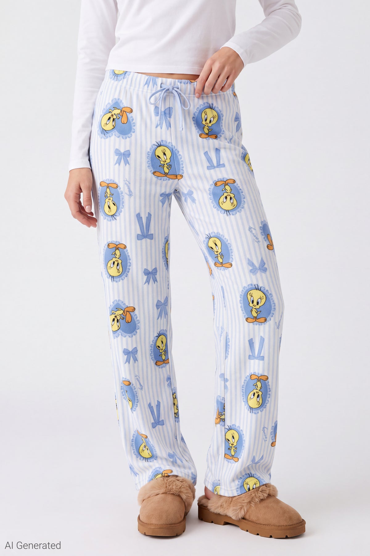 Alt View 3. Tweety Bird Pajama Pant - Light Blue