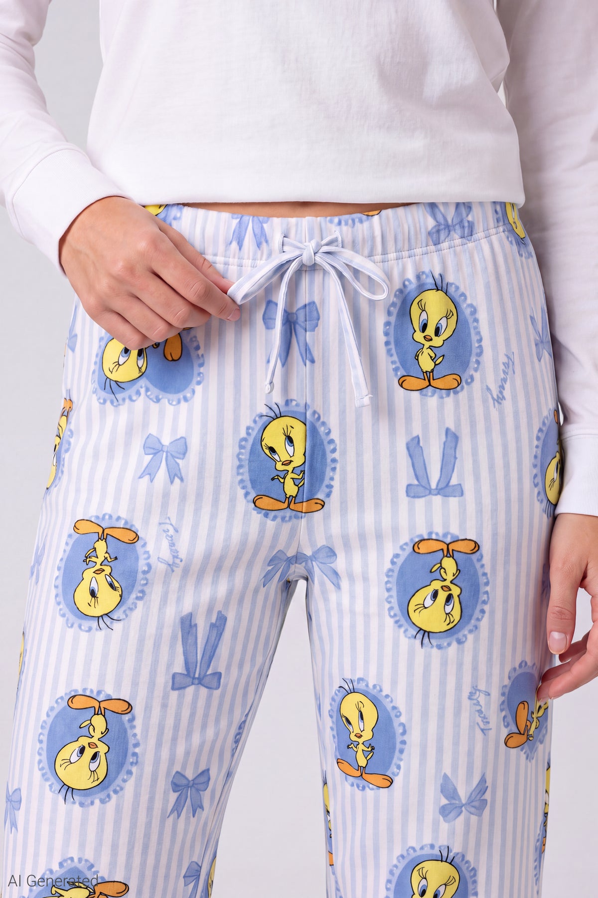 Alt View 4. Tweety Bird Pajama Pant - Light Blue