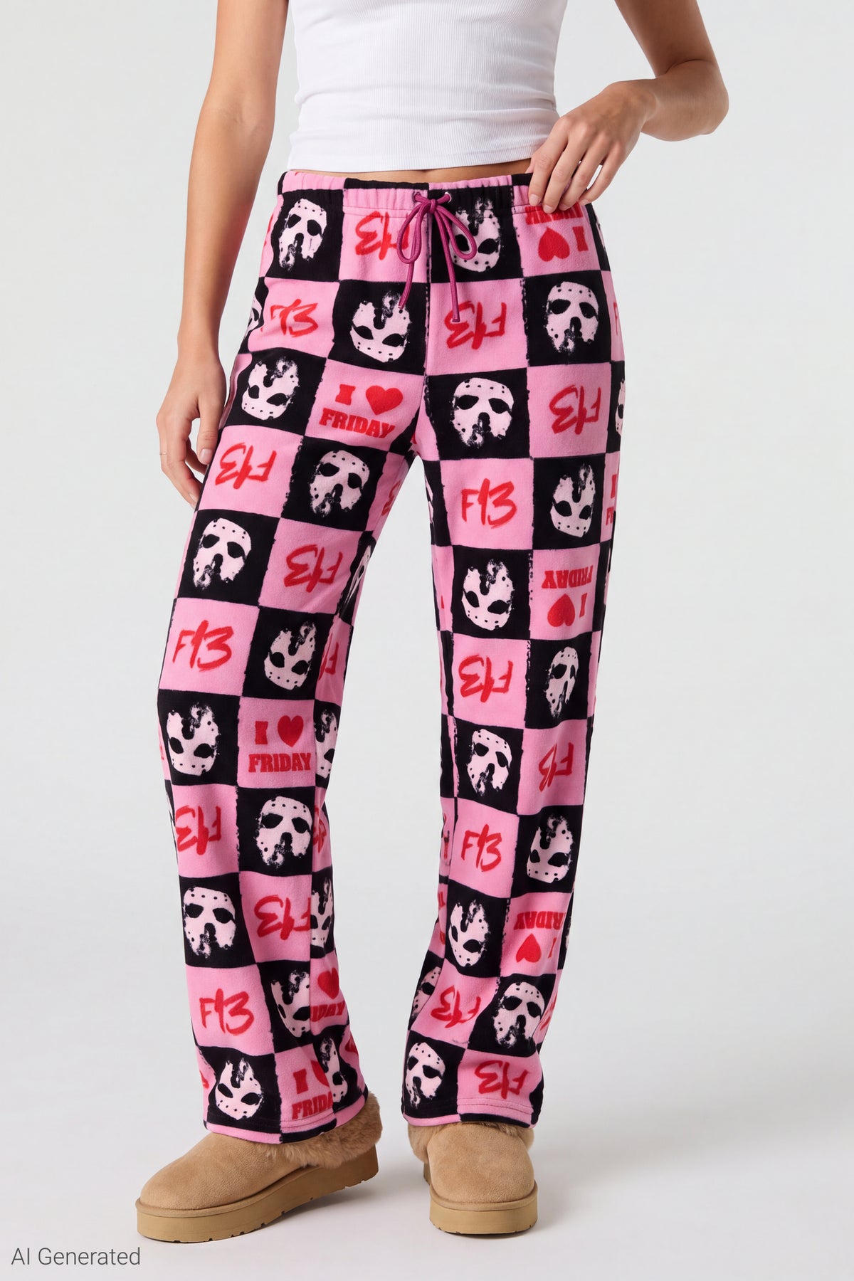 Alt View 3. Friday the 13th Plush Pajama Pant - Pink
