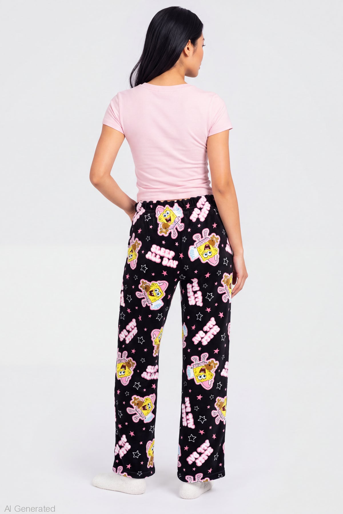 Alt View 2. SpongeBob SquarePants Plush Pajama Pant - Black