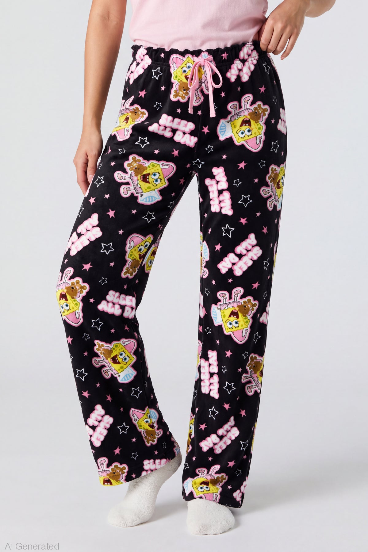 Alt View 3. SpongeBob SquarePants Plush Pajama Pant - Black
