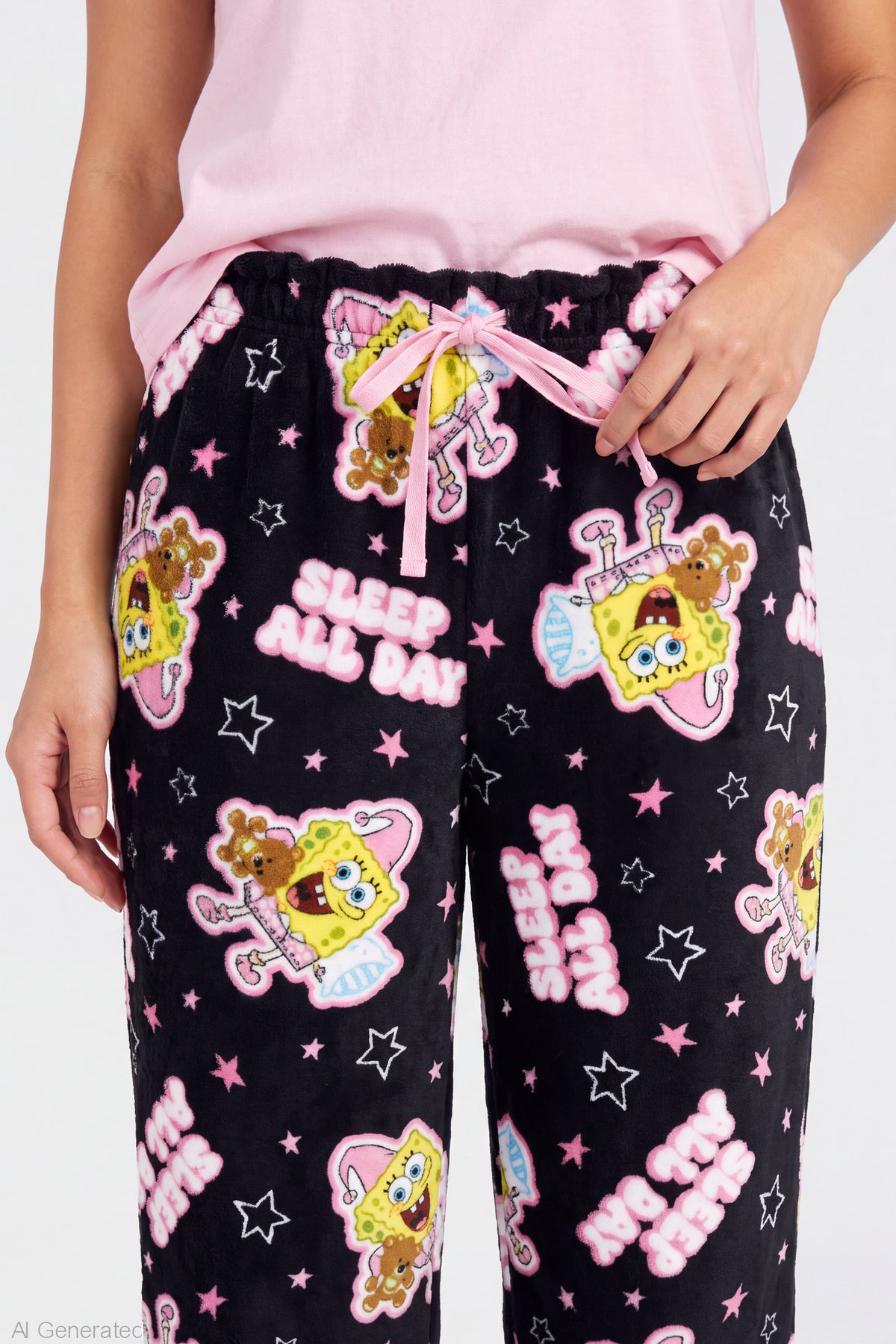 Alt View 4. SpongeBob SquarePants Plush Pajama Pant - Black