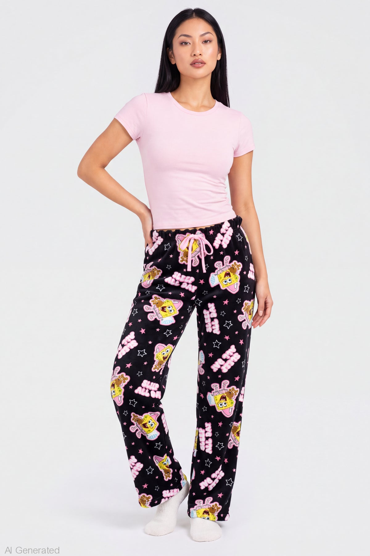 SpongeBob SquarePants Plush Pajama Pant - Black