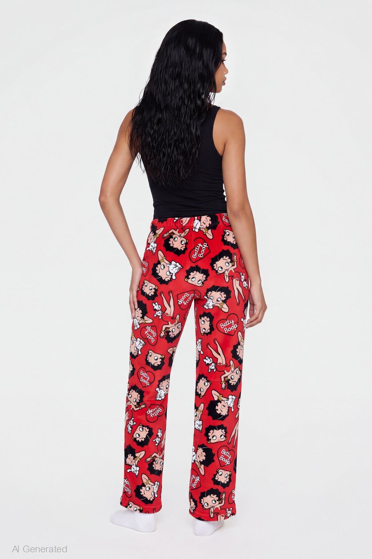 Alt View 2. Betty Boop Plush Pajama Pant - Red