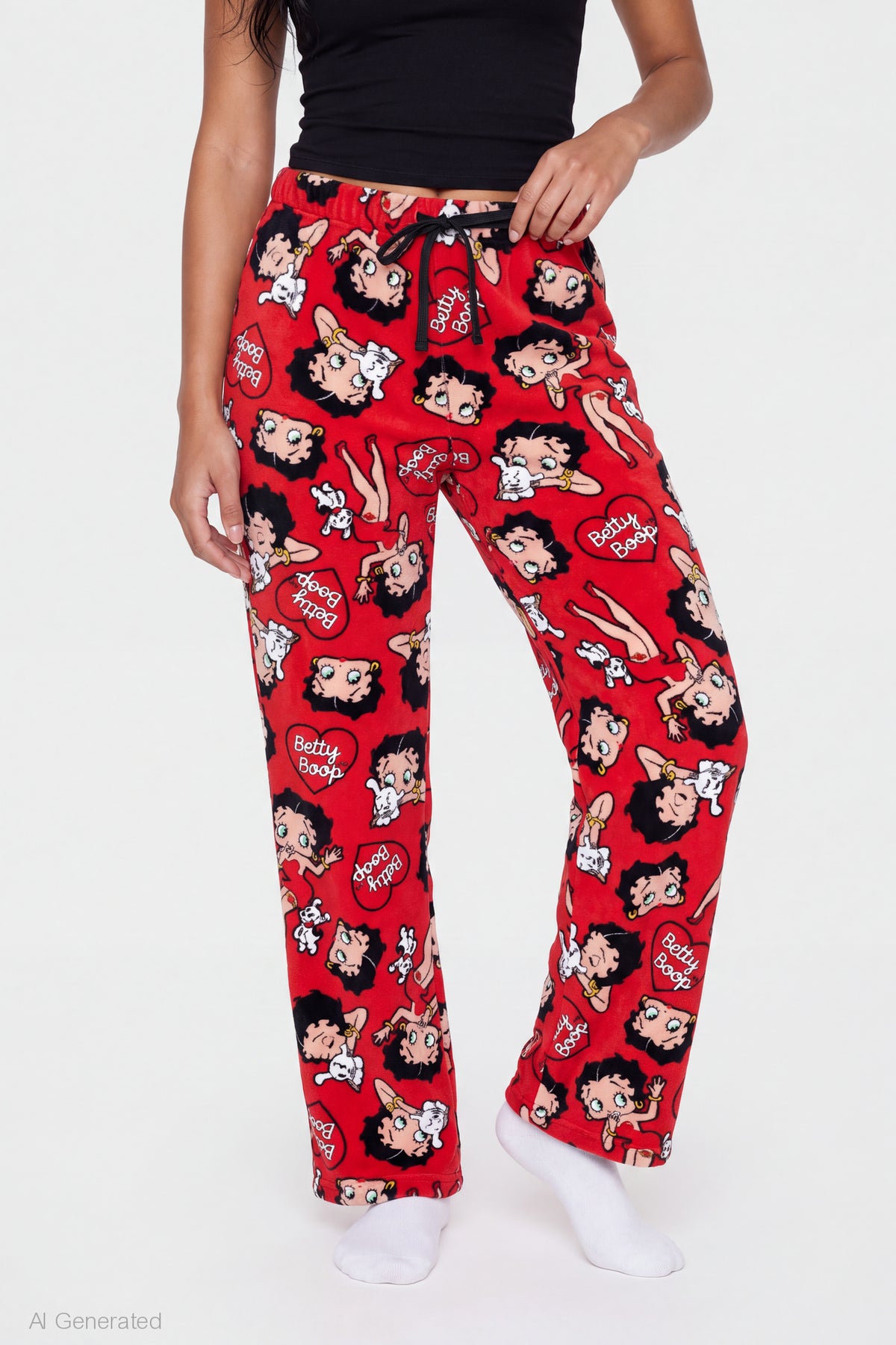Alt View 3. Betty Boop Plush Pajama Pant - Red